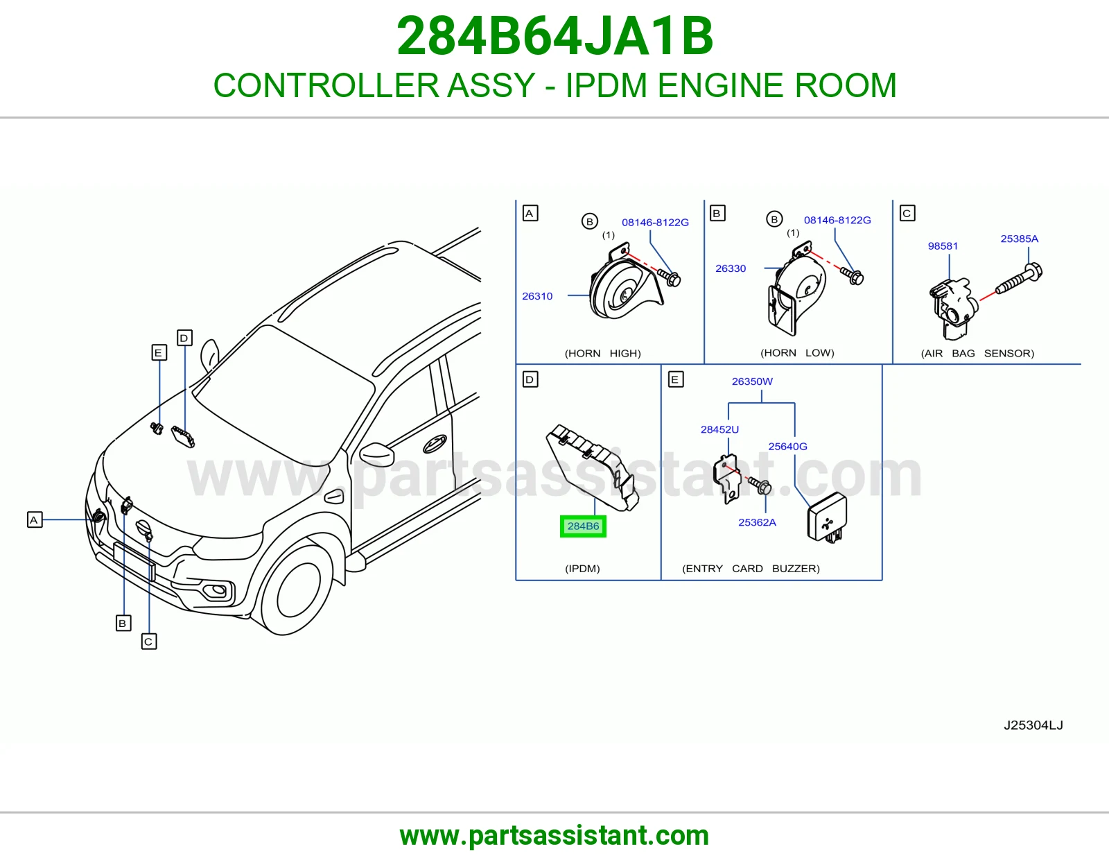 كنترول علبة فيوزات المكينة (IPDM) كامل 284B64JA1B