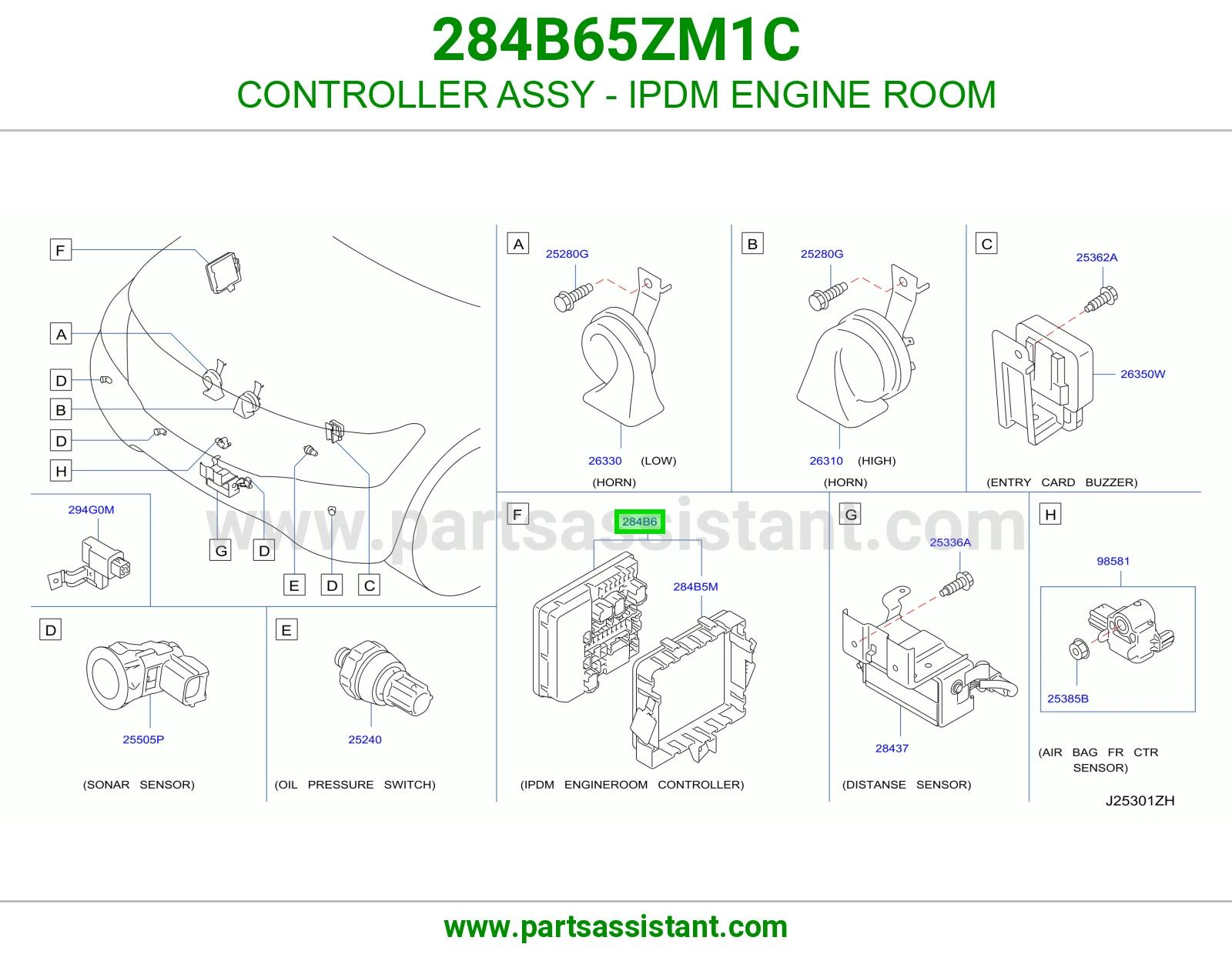 CONTROLLER ASSY - IPDM ENGINE ROOM 284B65ZM1C