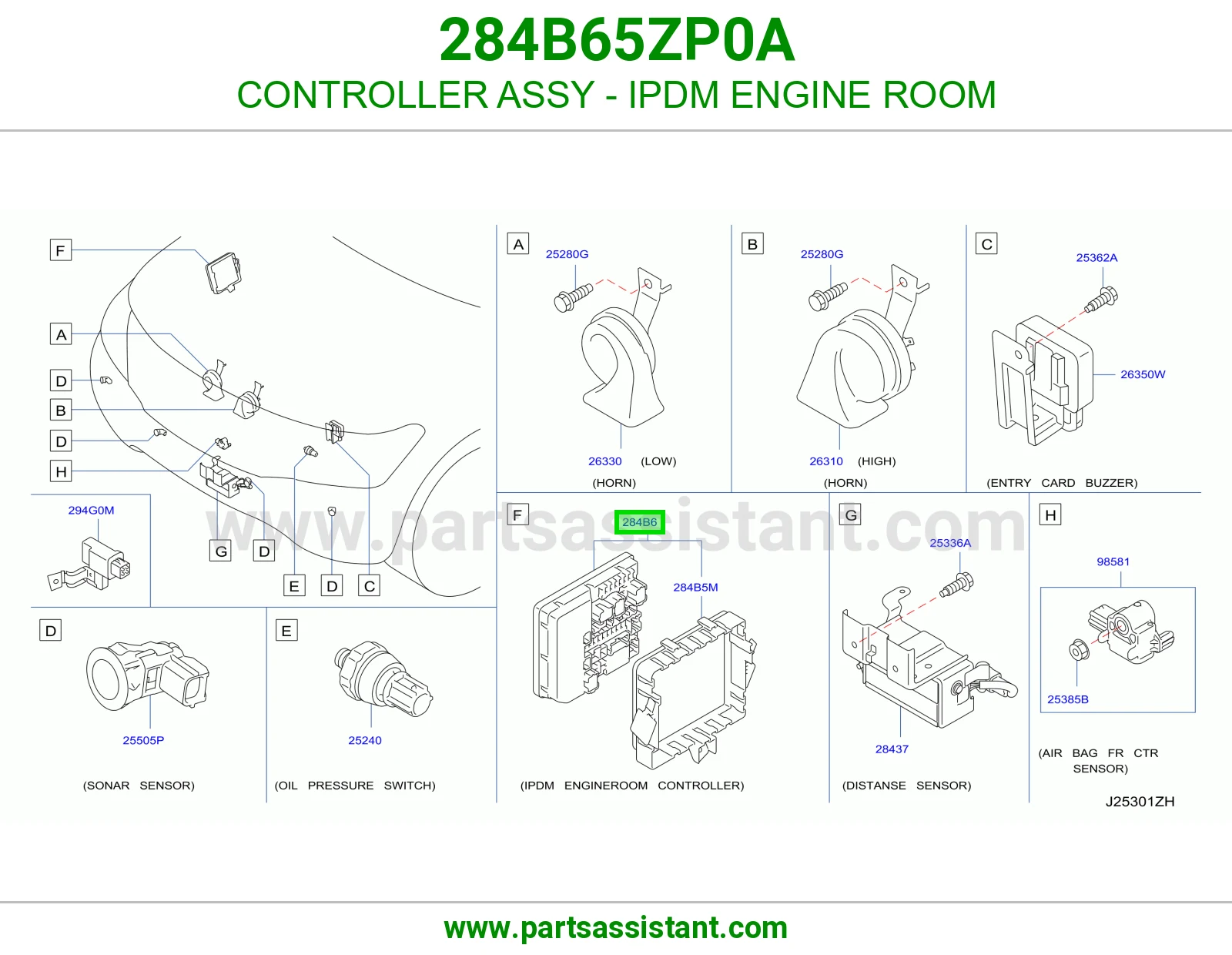 CONTROLLER ASSY - IPDM ENGINE ROOM 284B65ZP0A