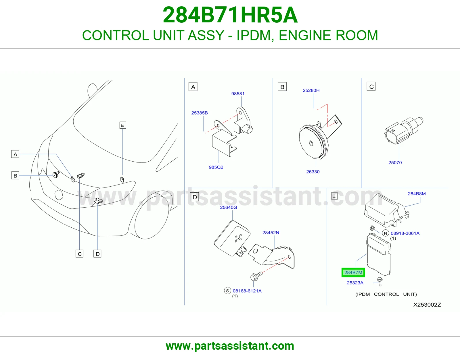 CONTROL UNIT ASSY - IPDM, ENGINE ROOM 284B71HR5A