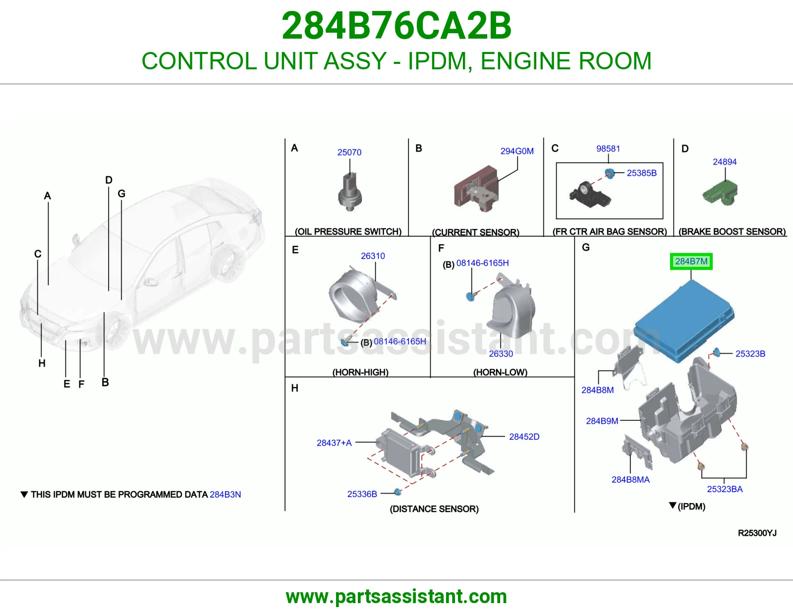 كمبيوتر وحدة توزيع كهربا (IPDM) غرفة المكينة كامل 284B76CA2B
