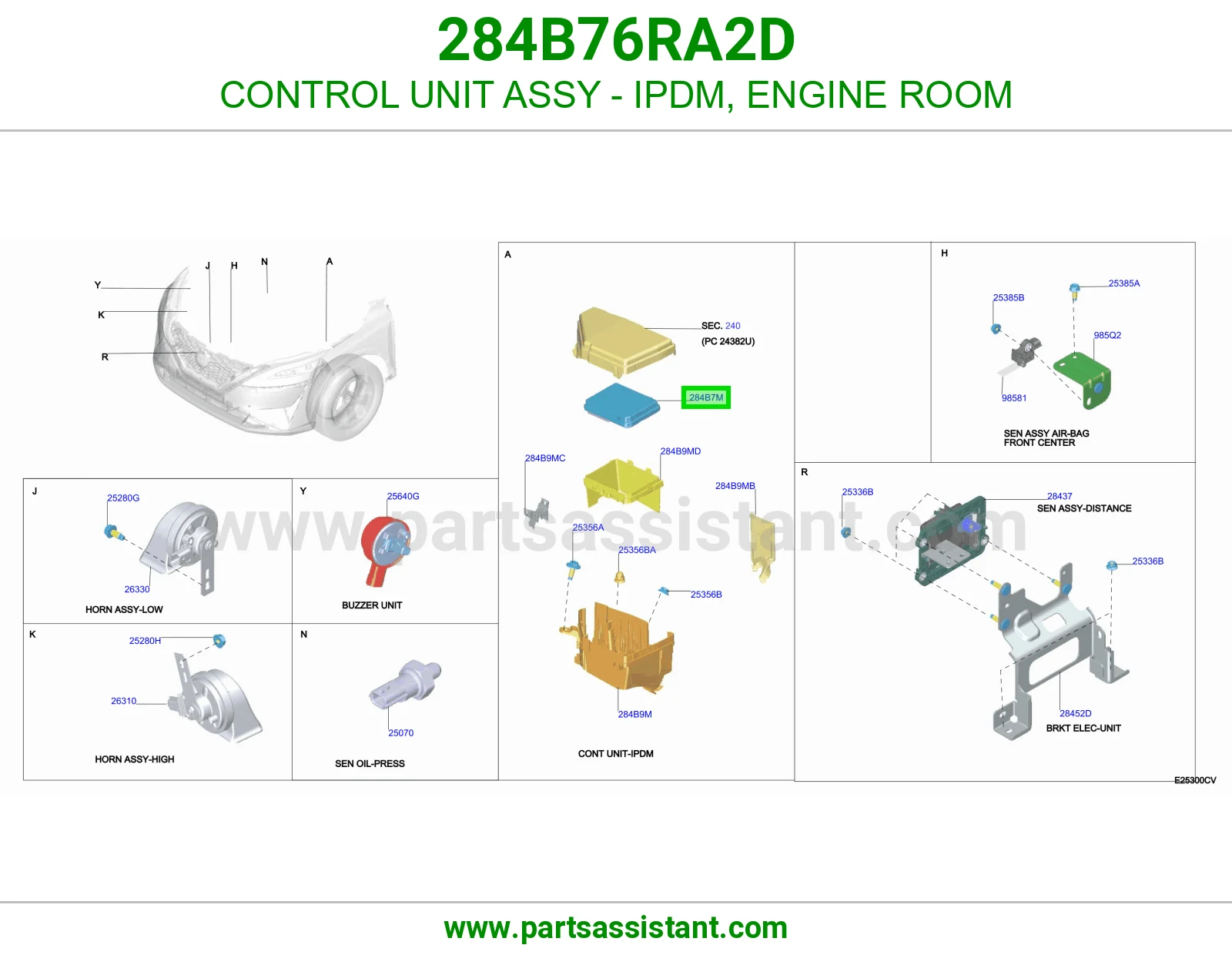 كمبيوتر وحدة توزيع كهربا (IPDM) غرفة المكينة كامل 284B76RA2D