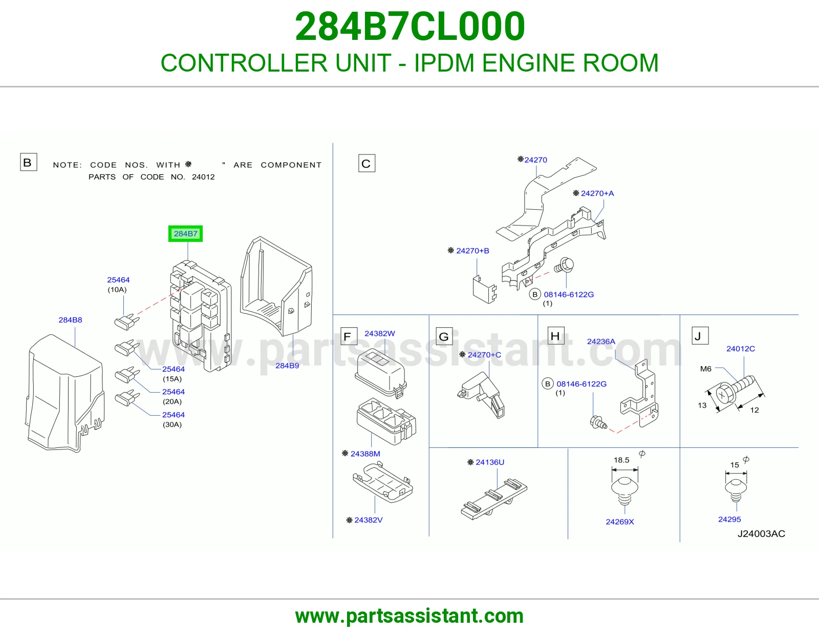 كنترول علبة فيوزات المكينة (IPDM) 284B7CL000