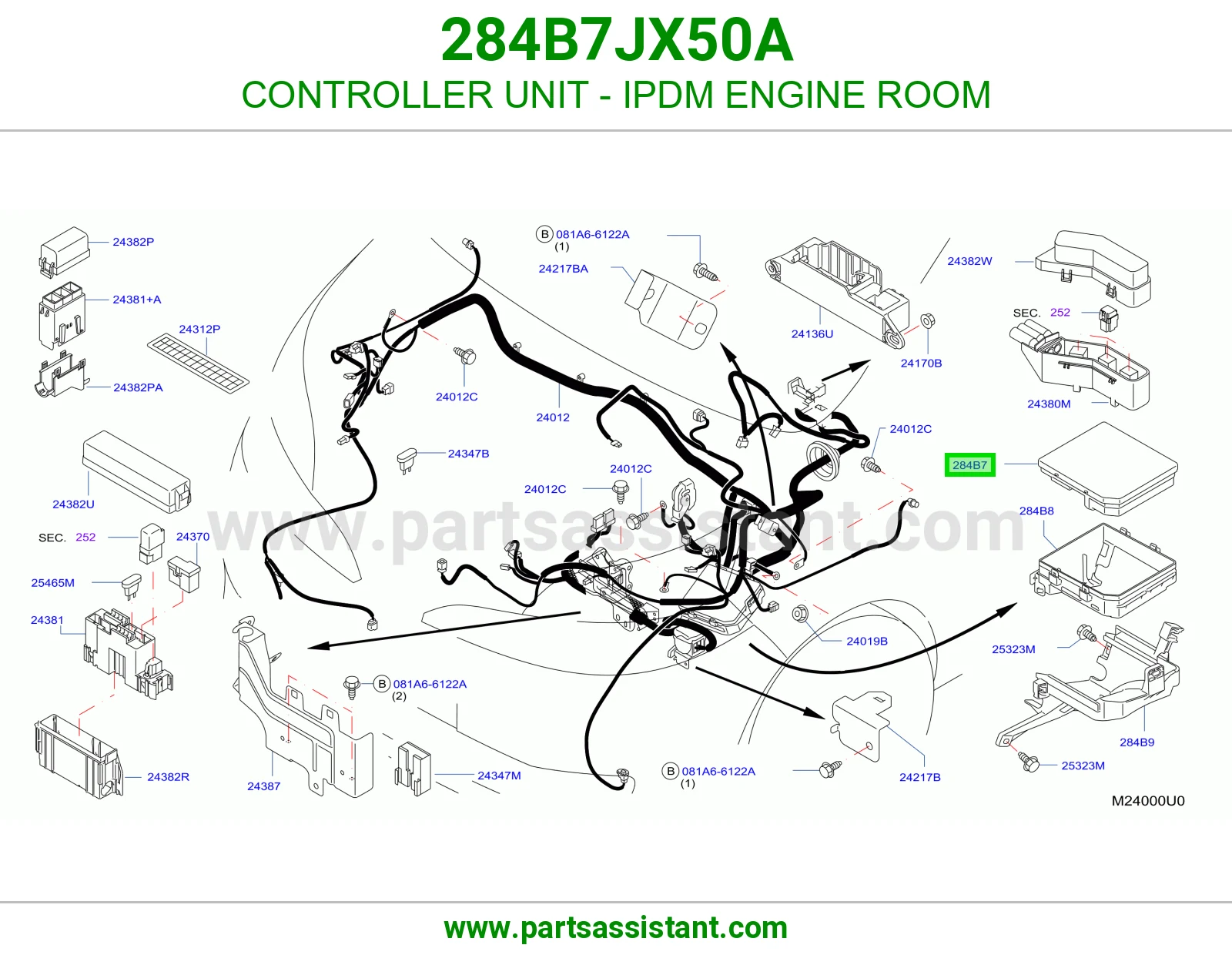 كنترول علبة فيوزات المكينة (IPDM) 284B7JX50A