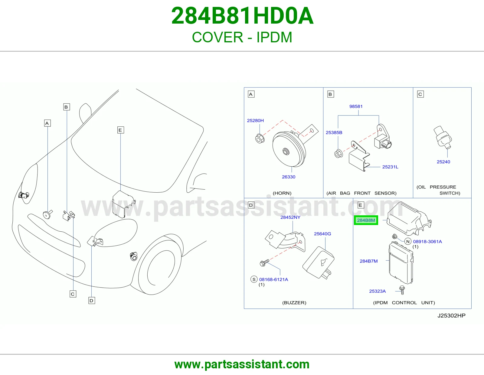 غطاء وحدة توزيع كهربا (IPDM) 284B81HD0A