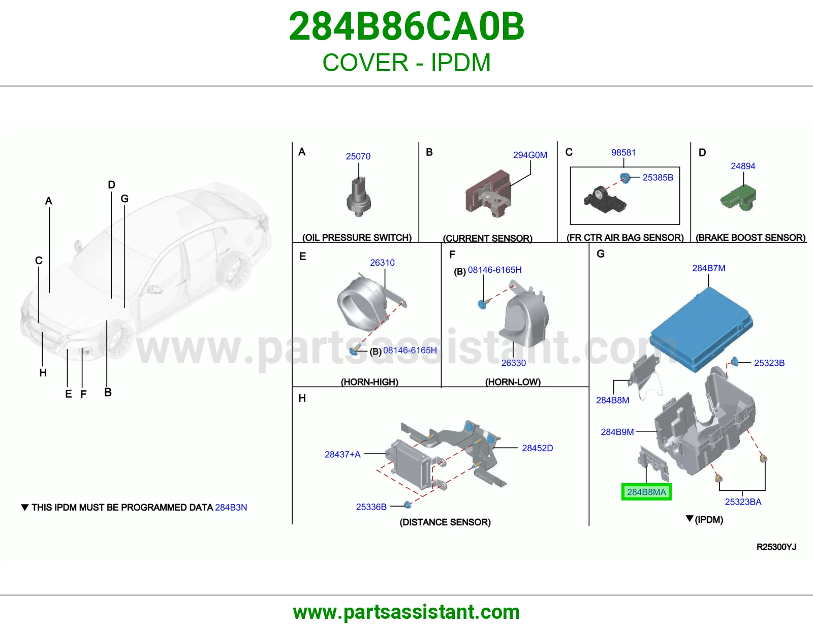 غطاء وحدة توزيع كهربا (IPDM) 284B86CA0B