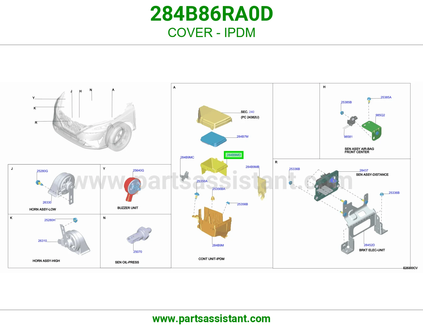 غطاء وحدة توزيع كهربا (IPDM) 284B86RA0D