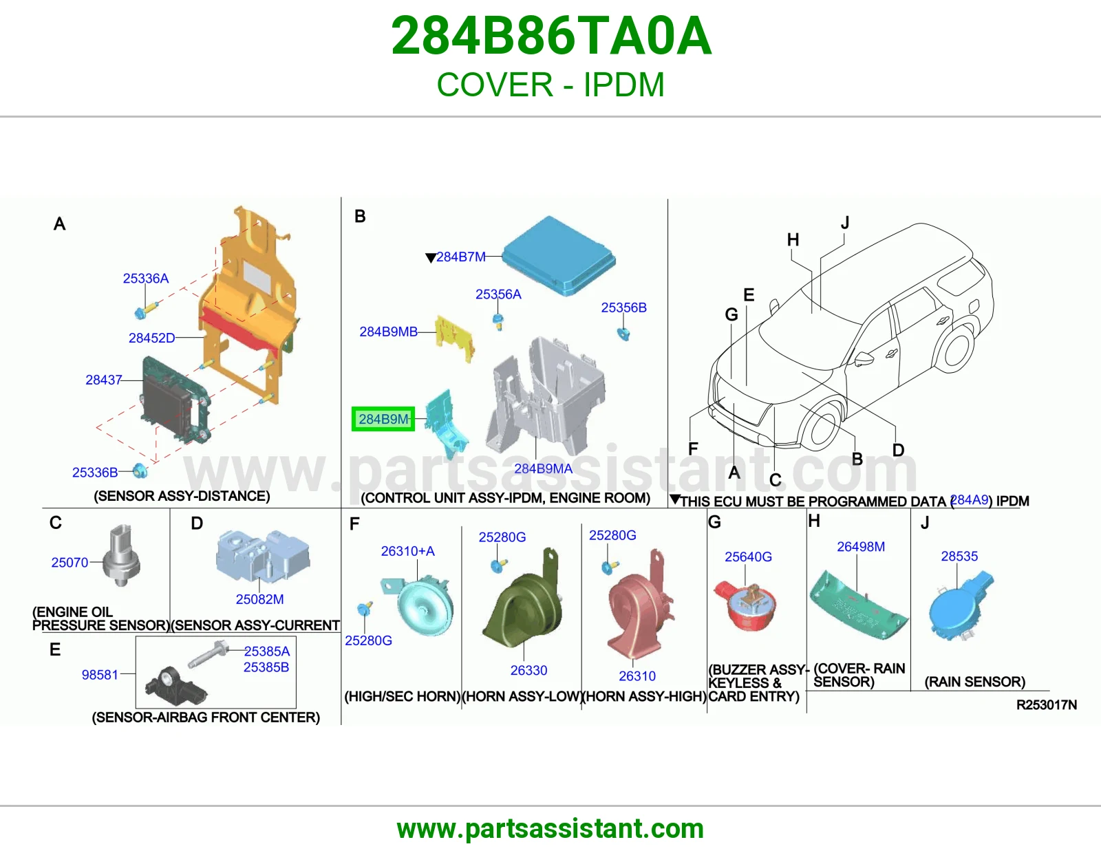 غطاء وحدة توزيع كهربا (IPDM) 284B86TA0A