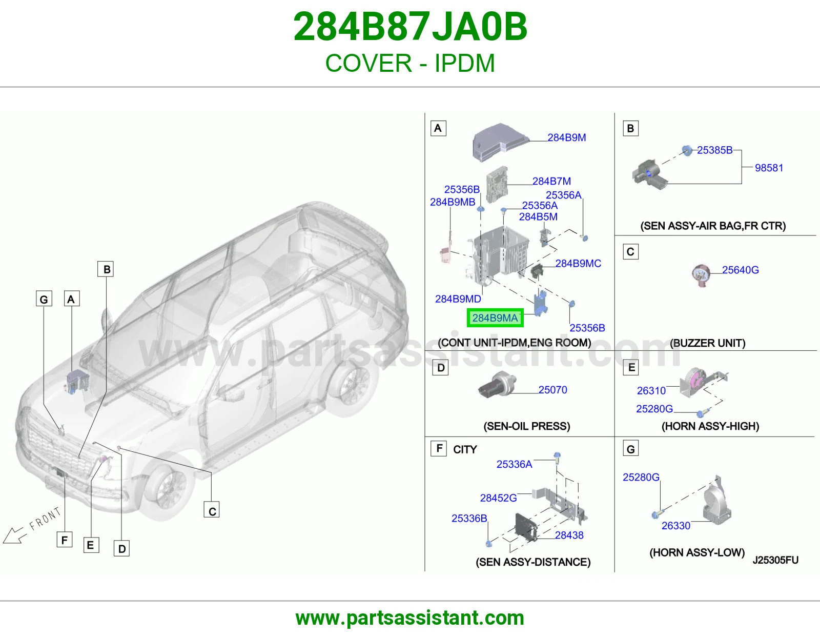 غطاء وحدة توزيع كهربا (IPDM) 284B87JA0B
