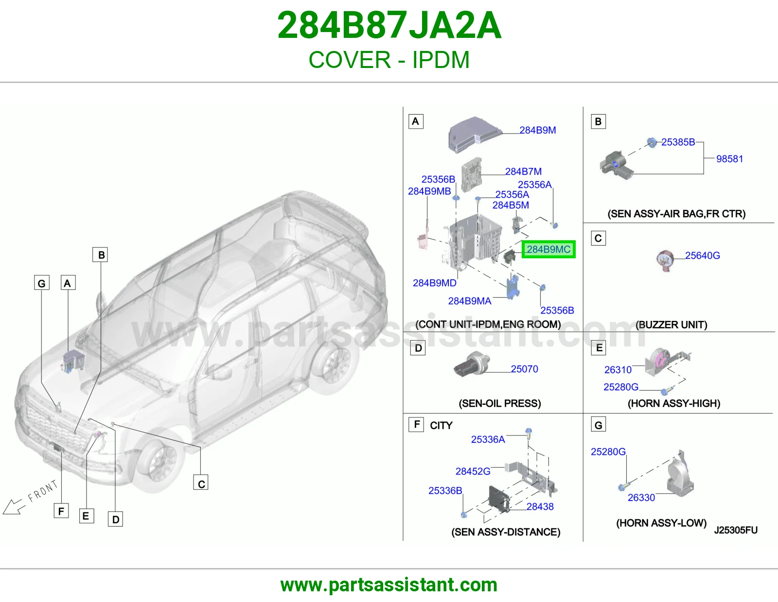 غطاء وحدة توزيع كهربا (IPDM) 284B87JA2A