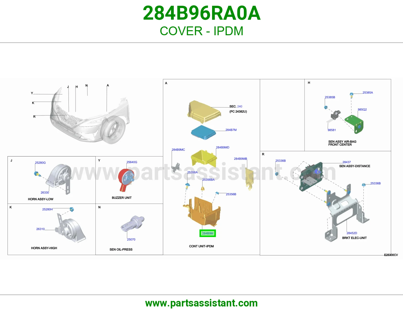 غطاء وحدة توزيع كهربا (IPDM) 284B96RA0A