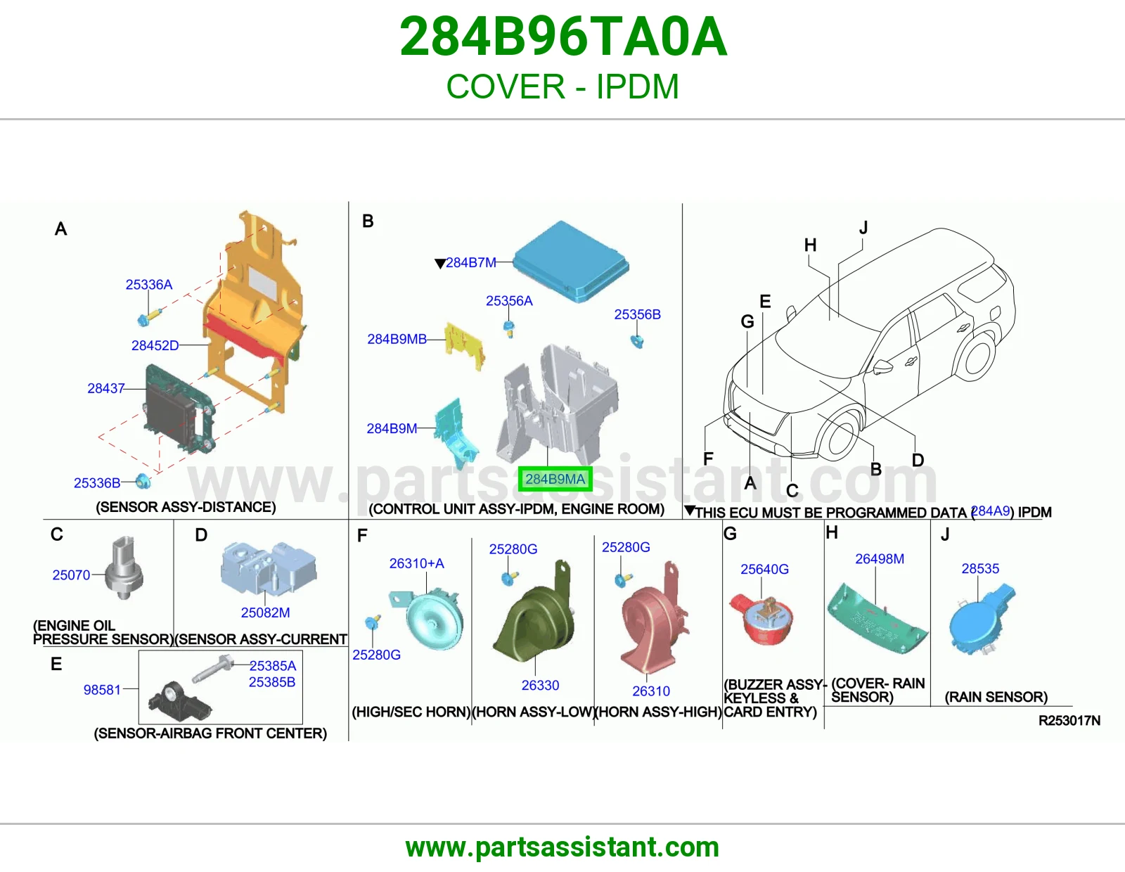 غطاء وحدة توزيع كهربا (IPDM) 284B96TA0A