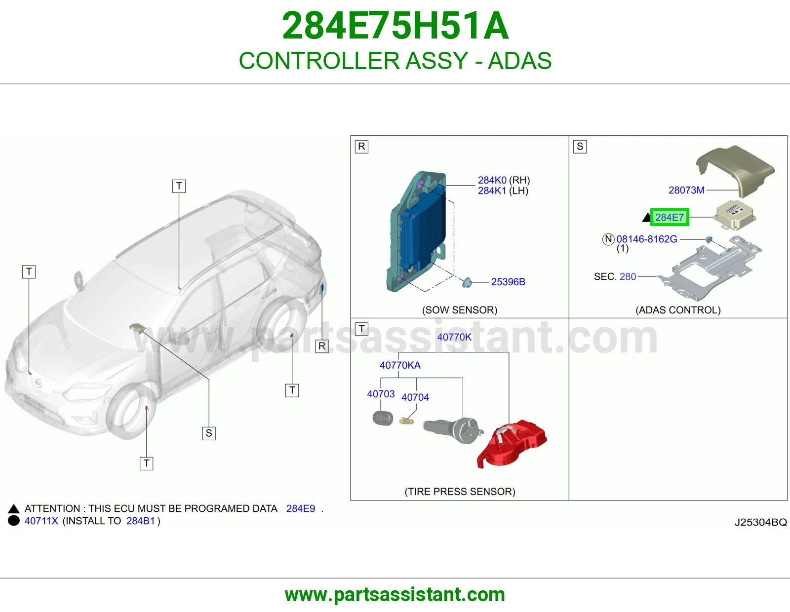 كنترول أنظمة مساعدة السواق (ADAS) كامل 284E75H51A