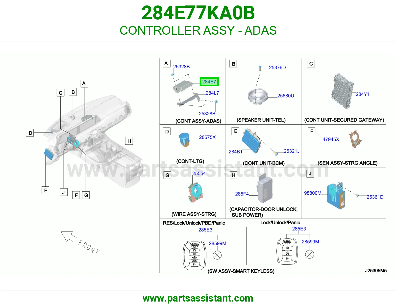 كنترول أنظمة مساعدة السواق (ADAS) كامل 284E77KA0B