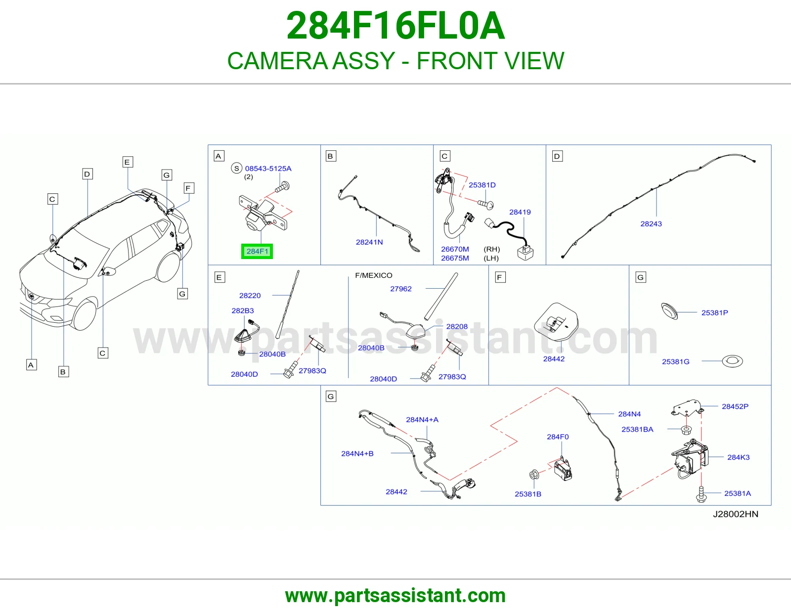CAMERA ASSY - FRONT VIEW 284F16FL0A