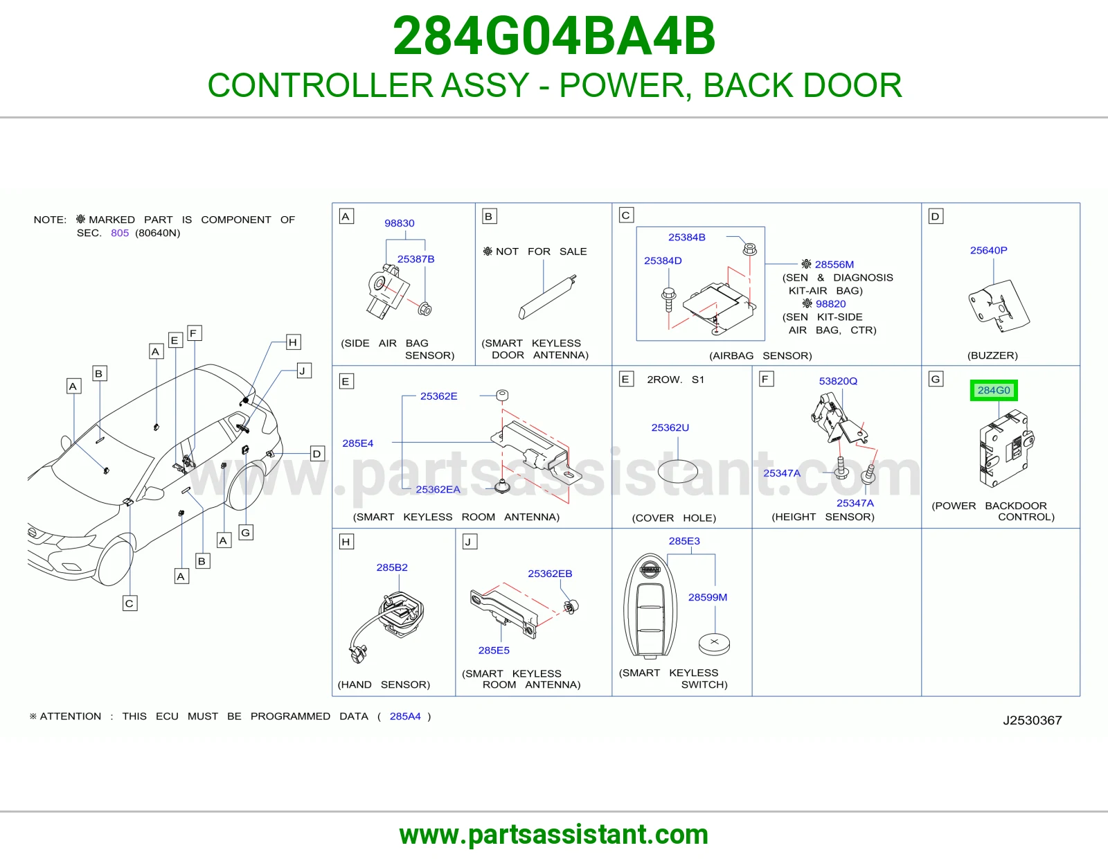 CONTROLLER ASSY - POWER, BACK DOOR 284G04BA4B