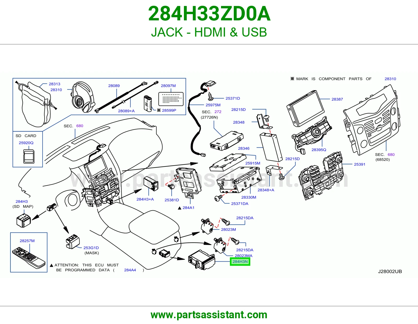 ونش وصلة HDMI وصلة USB 284H33ZD0A