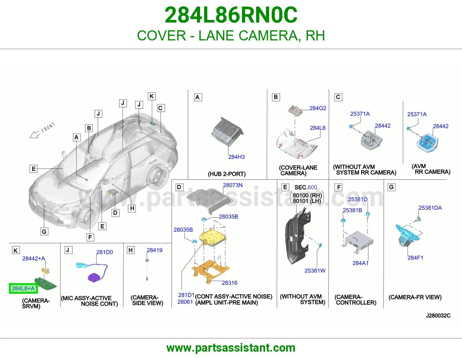 غطاء كاميرا المسار يمين 284L86RN0C