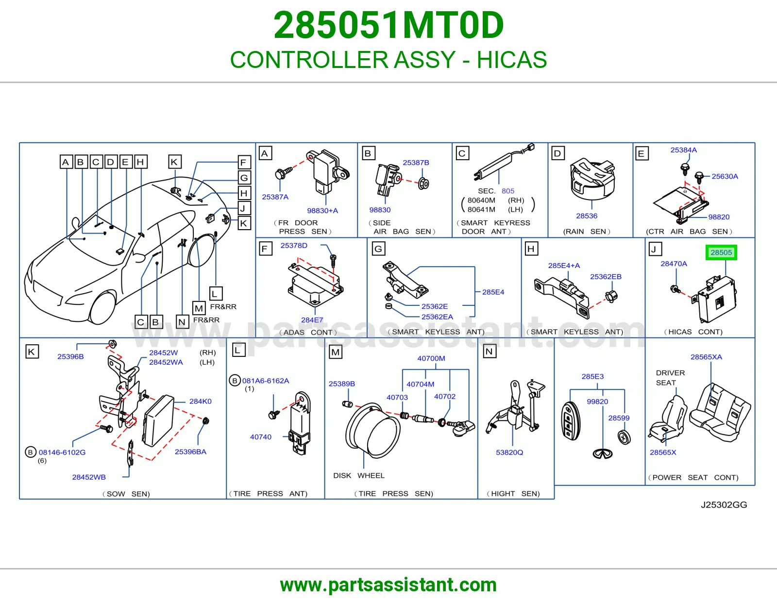 كنترول نظام توجيه الكفرات الخلفية (HICAS) كامل 285051MT0D
