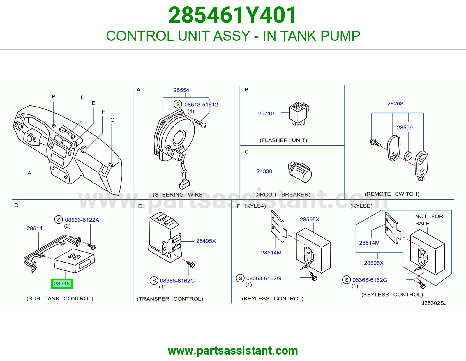 CONTROL UNIT ASSY - IN TANK PUMP 285461Y401