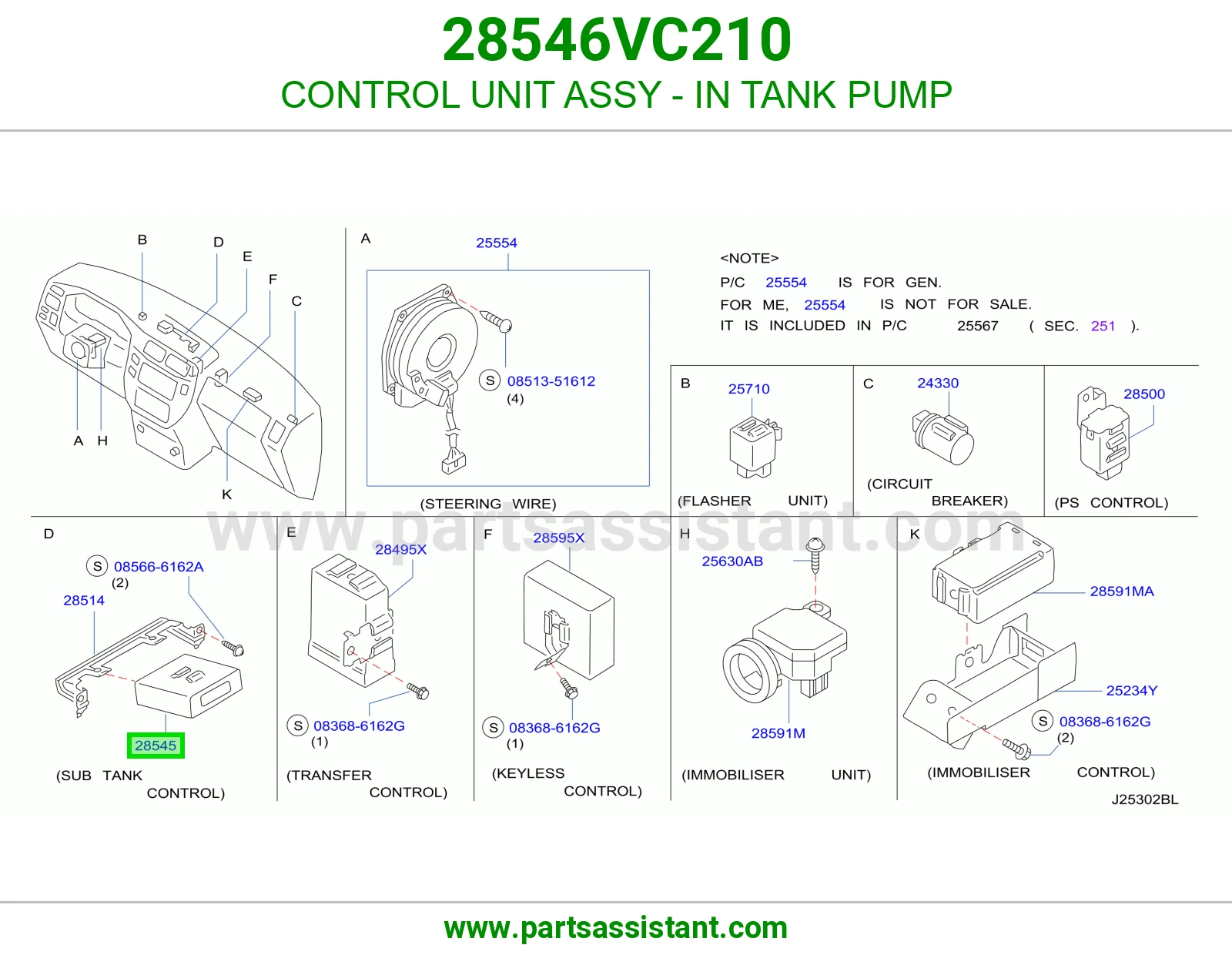 CONTROL UNIT ASSY - IN TANK PUMP 28546VC210