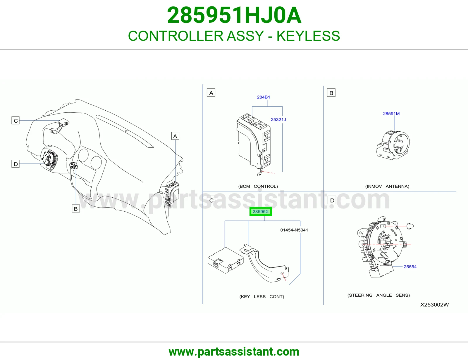 كنترول دخول بدون مفتاح كامل 285951HJ0A