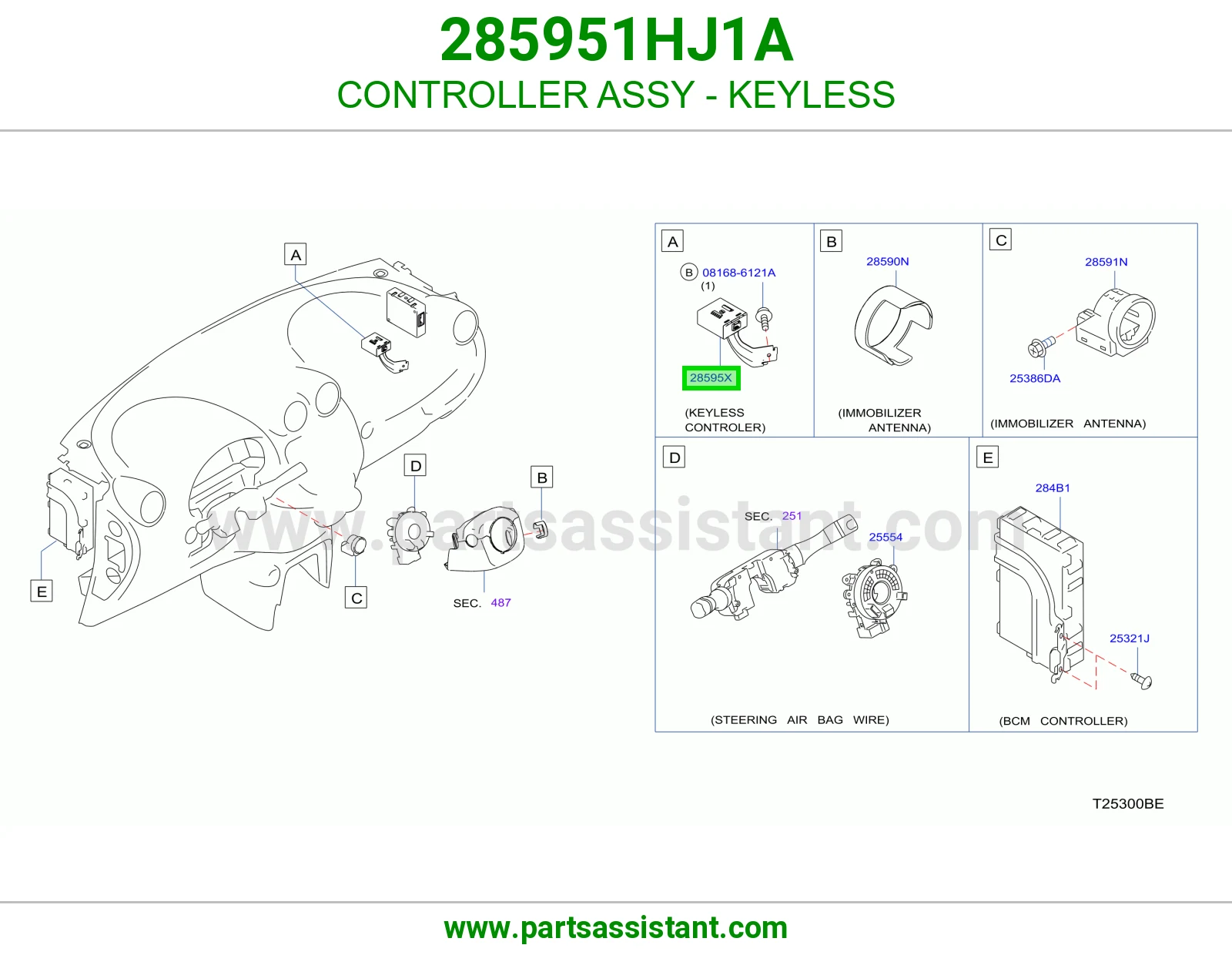 كنترول دخول بدون مفتاح كامل 285951HJ1A