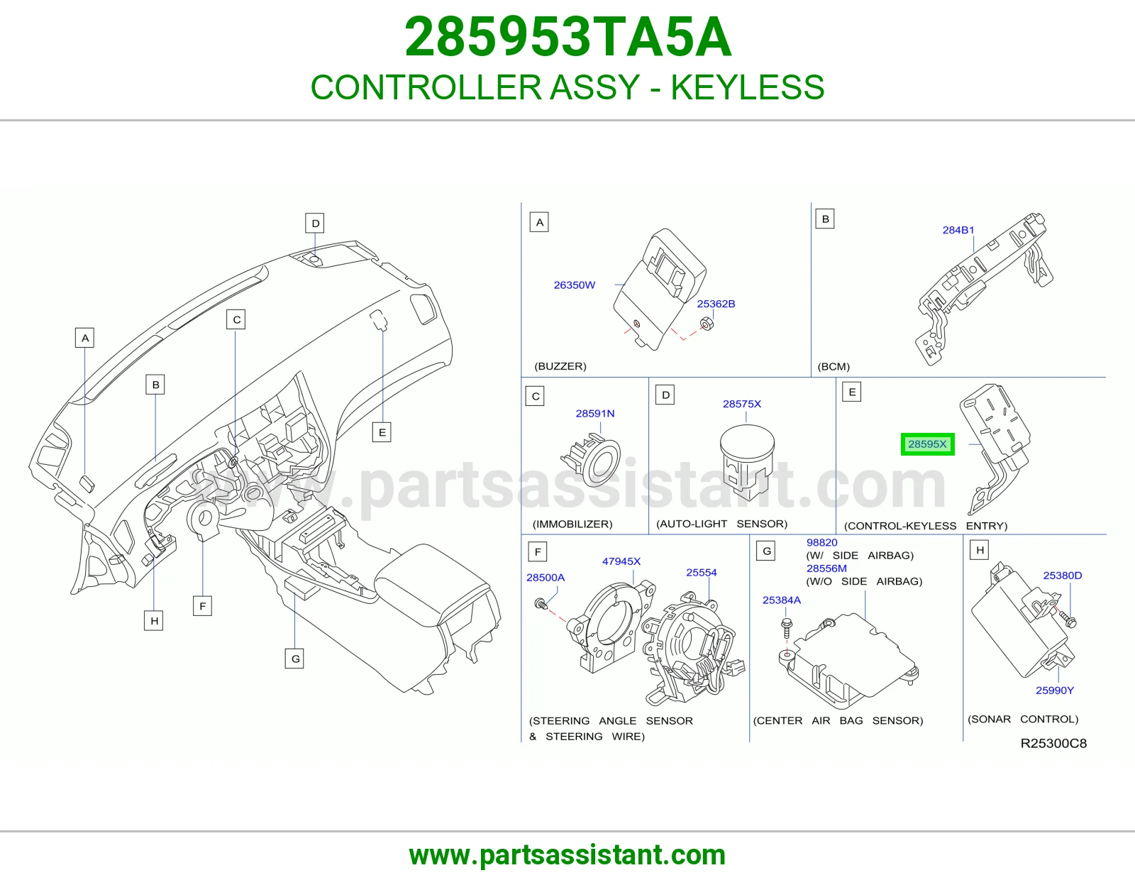 كنترول دخول بدون مفتاح كامل 285953TA5A