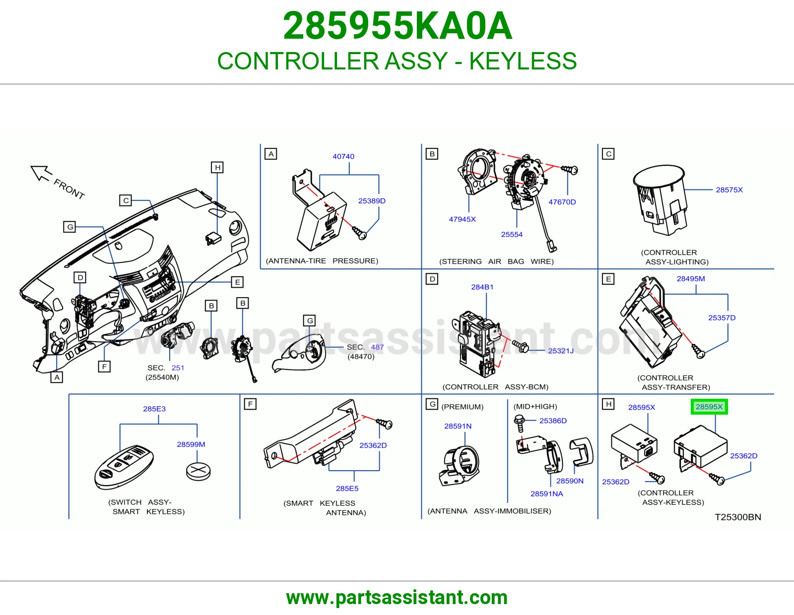 كنترول دخول بدون مفتاح كامل 285955KA0A