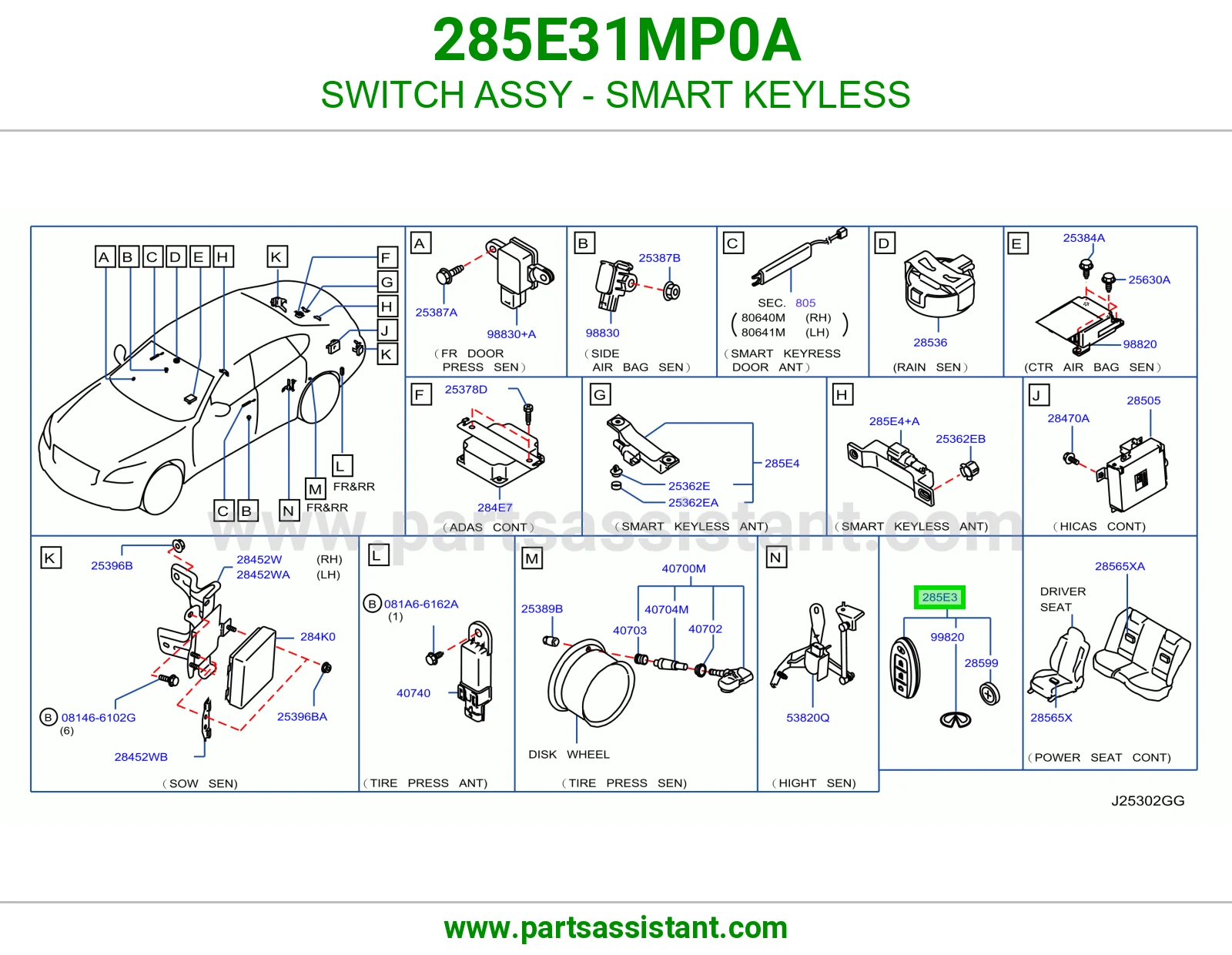 SWITCH ASSY - SMART KEYLESS 285E31MP0A