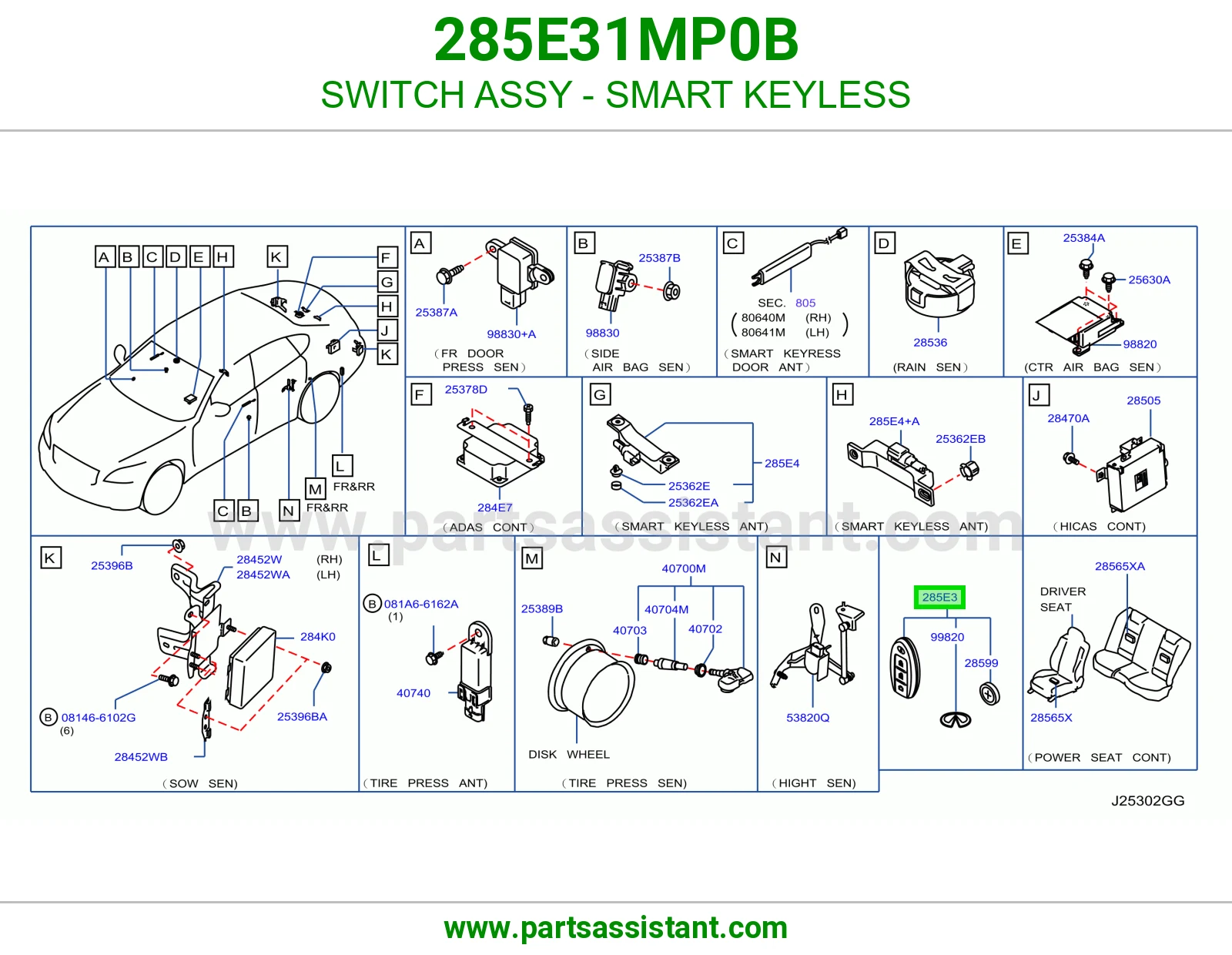 SWITCH ASSY - SMART KEYLESS 285E31MP0B