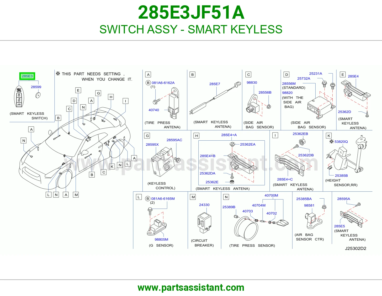 SWITCH ASSY - SMART KEYLESS 285E3JF51A