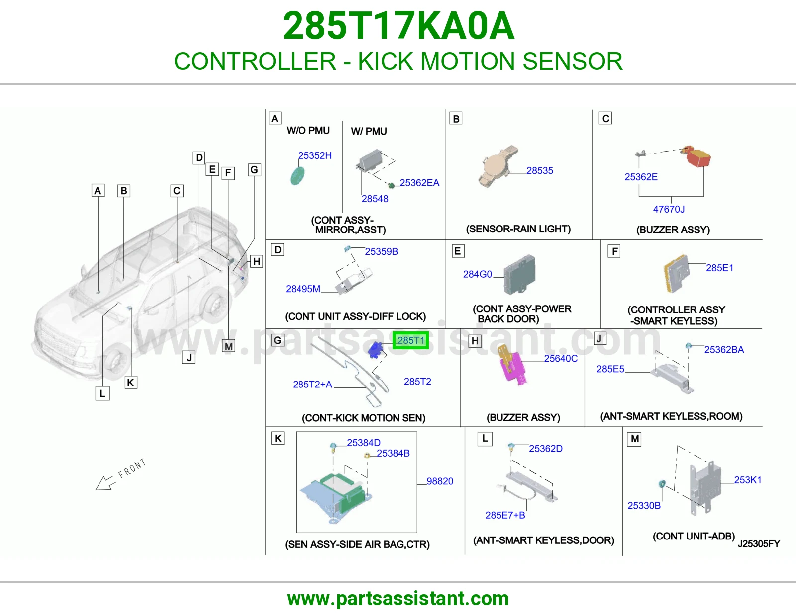 وحدة تحكم حساس فتح الشنطة بحركة الرجل 285T17KA0A