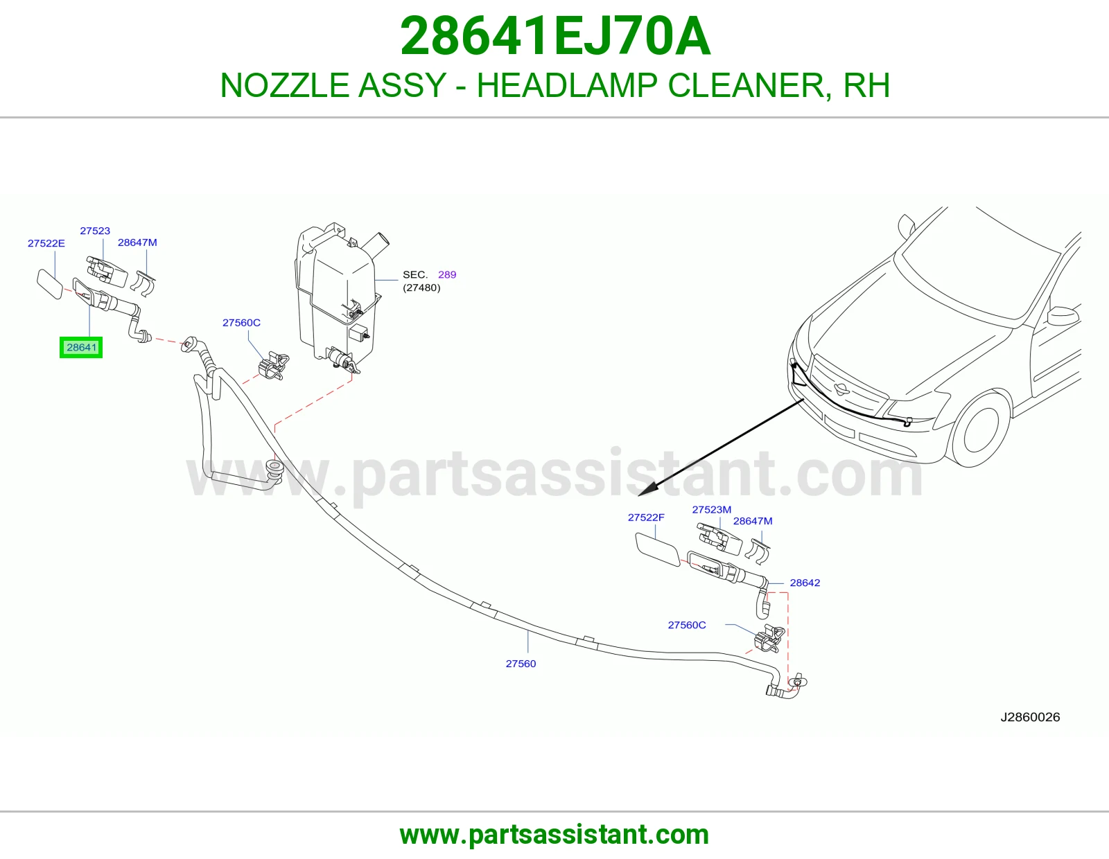 بخاخ ماء شمعه امامي يمين 28641EJ70A