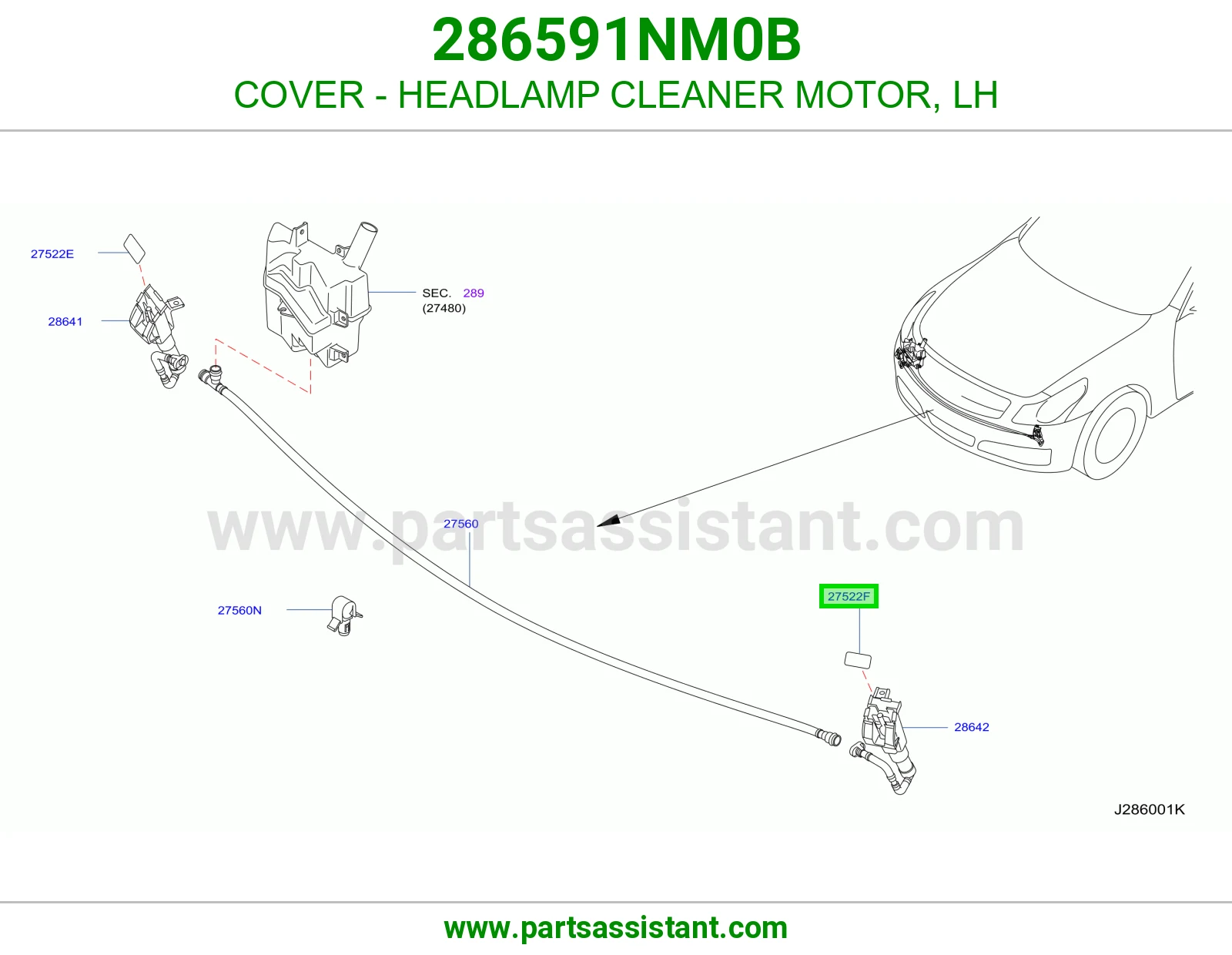 غطا بخاخ شمعه امامي يسار 286591NM0B