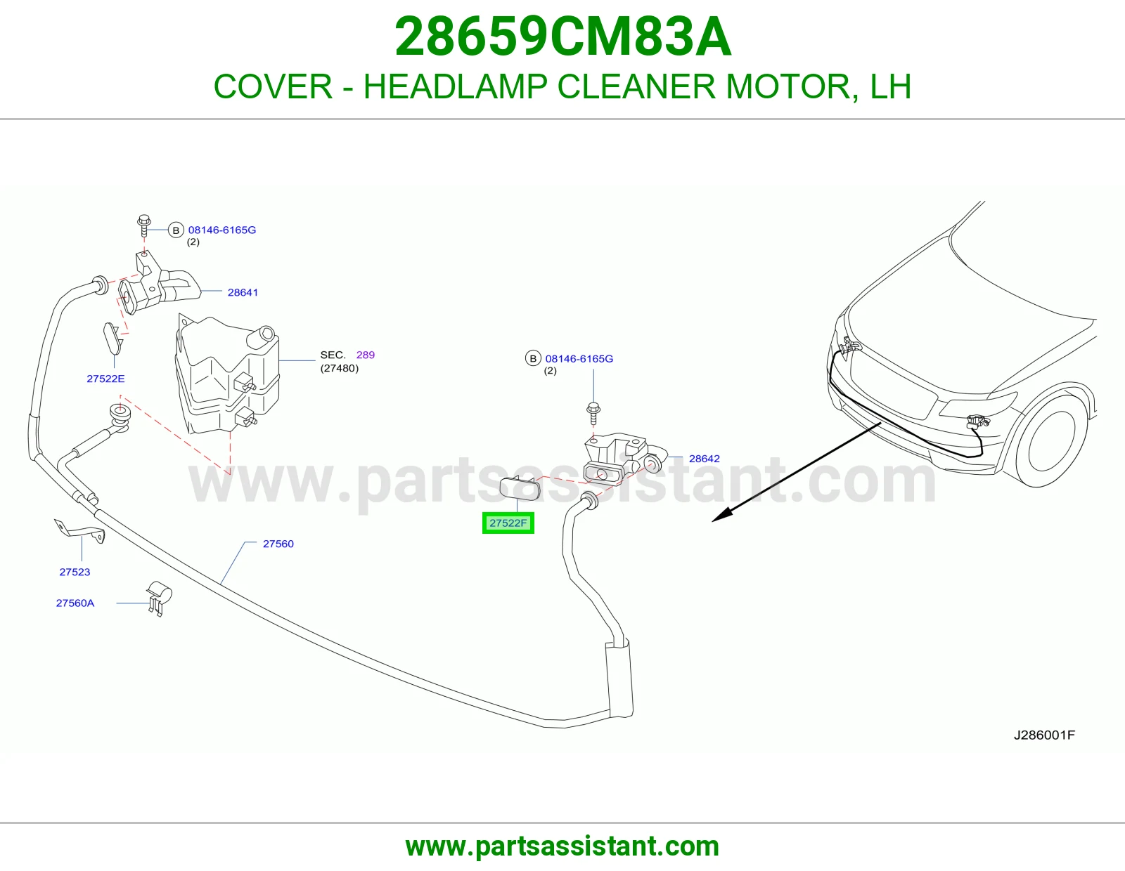 COVER - HEADLAMP CLEANER MOTOR, LH 28659CM83A