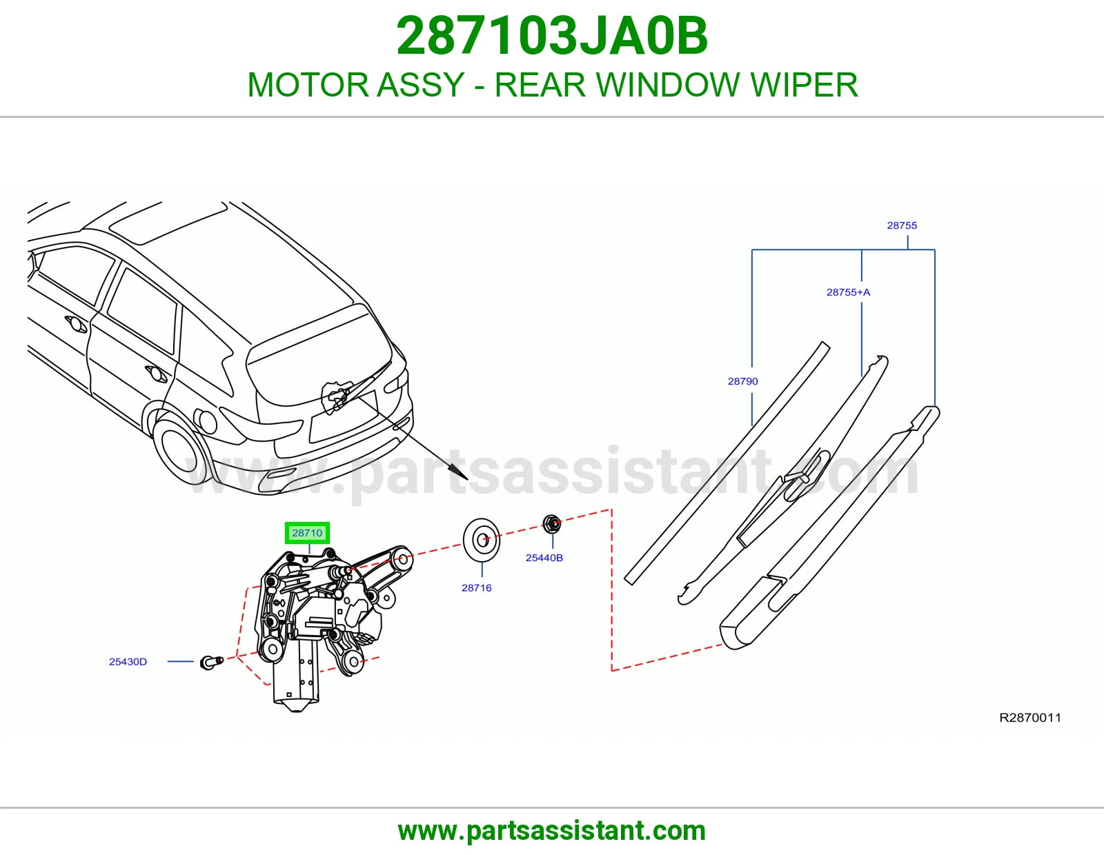 دينمو مساحات خلفي 287103JA0B