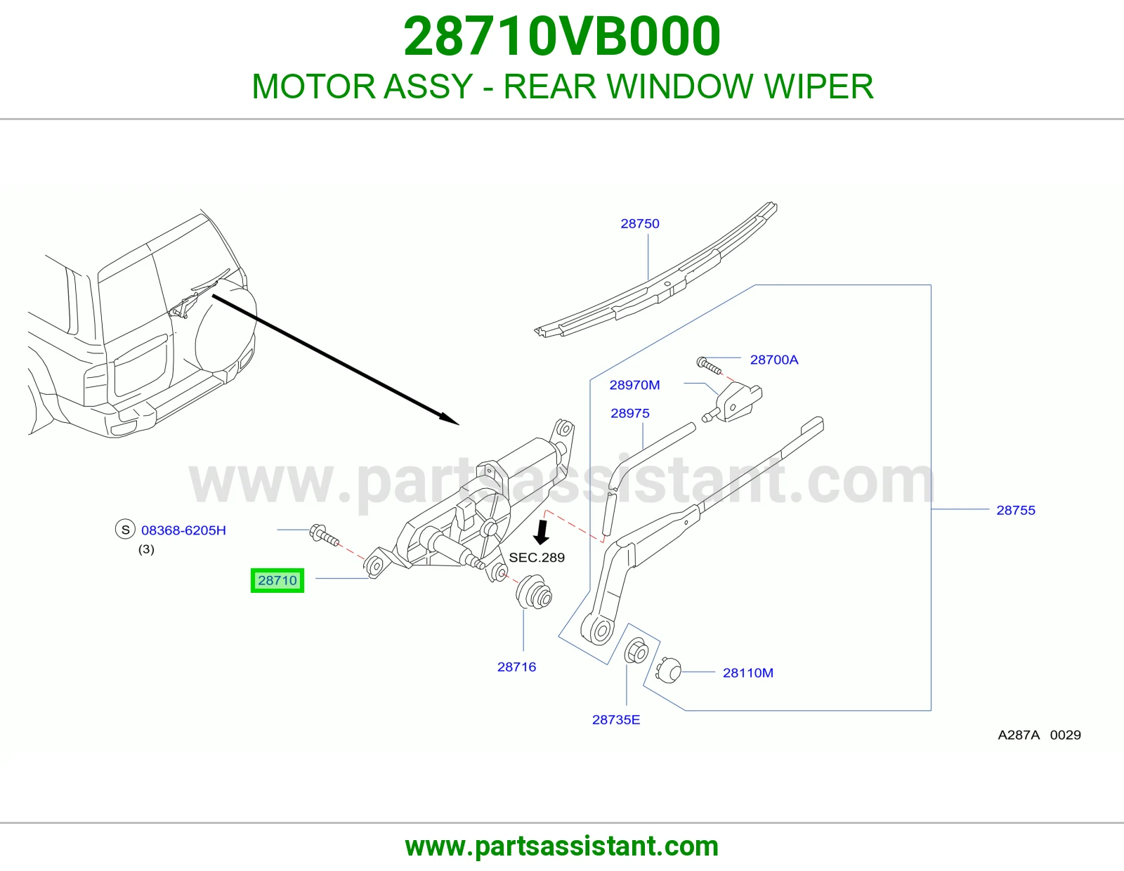 دينمو مساحات خلفي 28710VB000