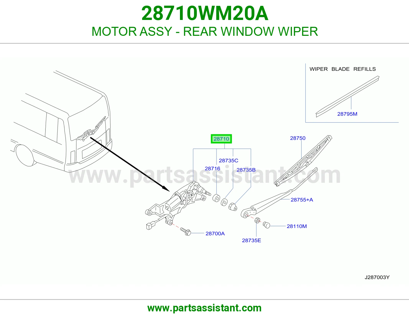 دينمو مساحات خلفي 28710WM20A