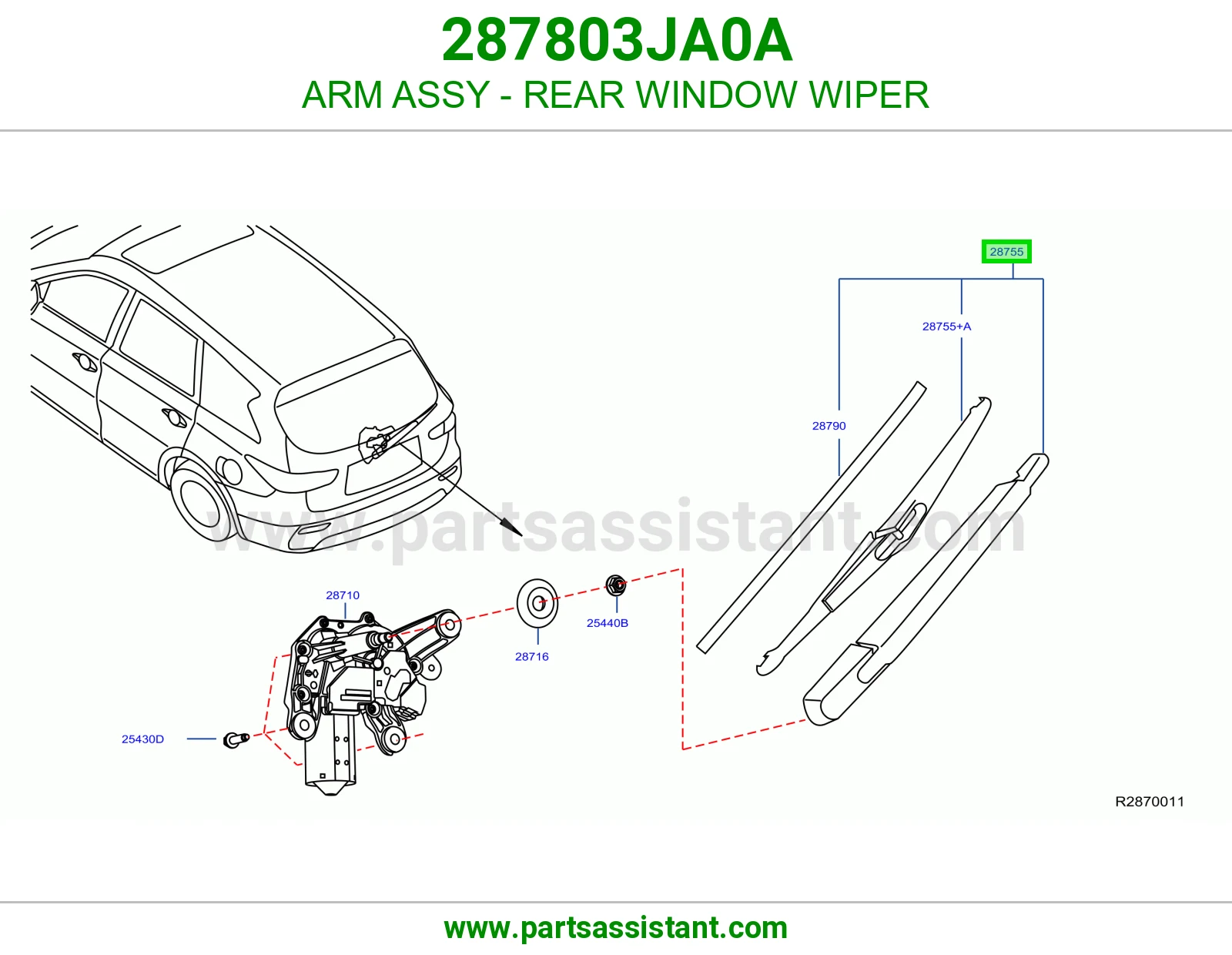 ذراع مساحات خلفي 287803JA0A