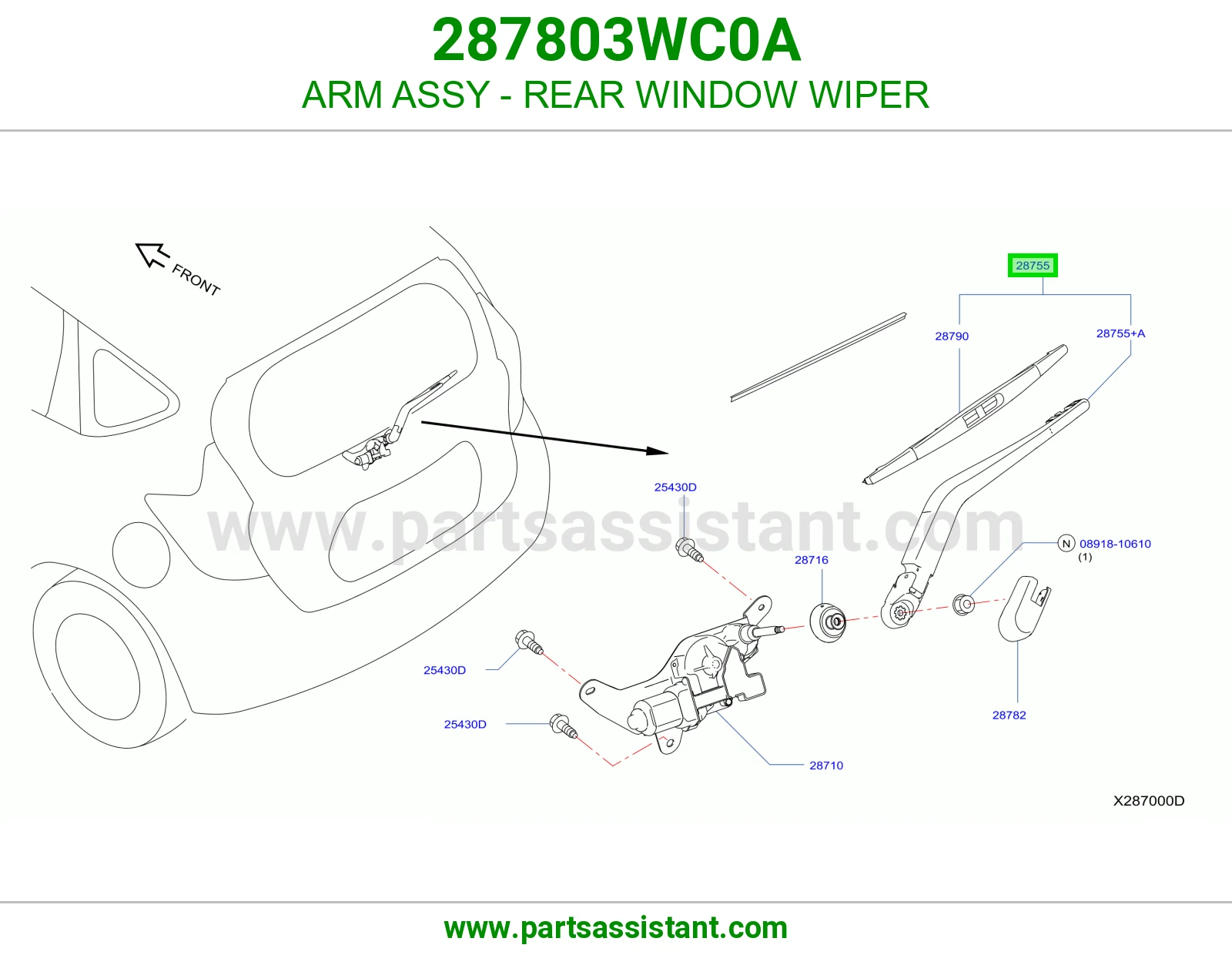 ذراع مساحات خلفي 287803WC0A
