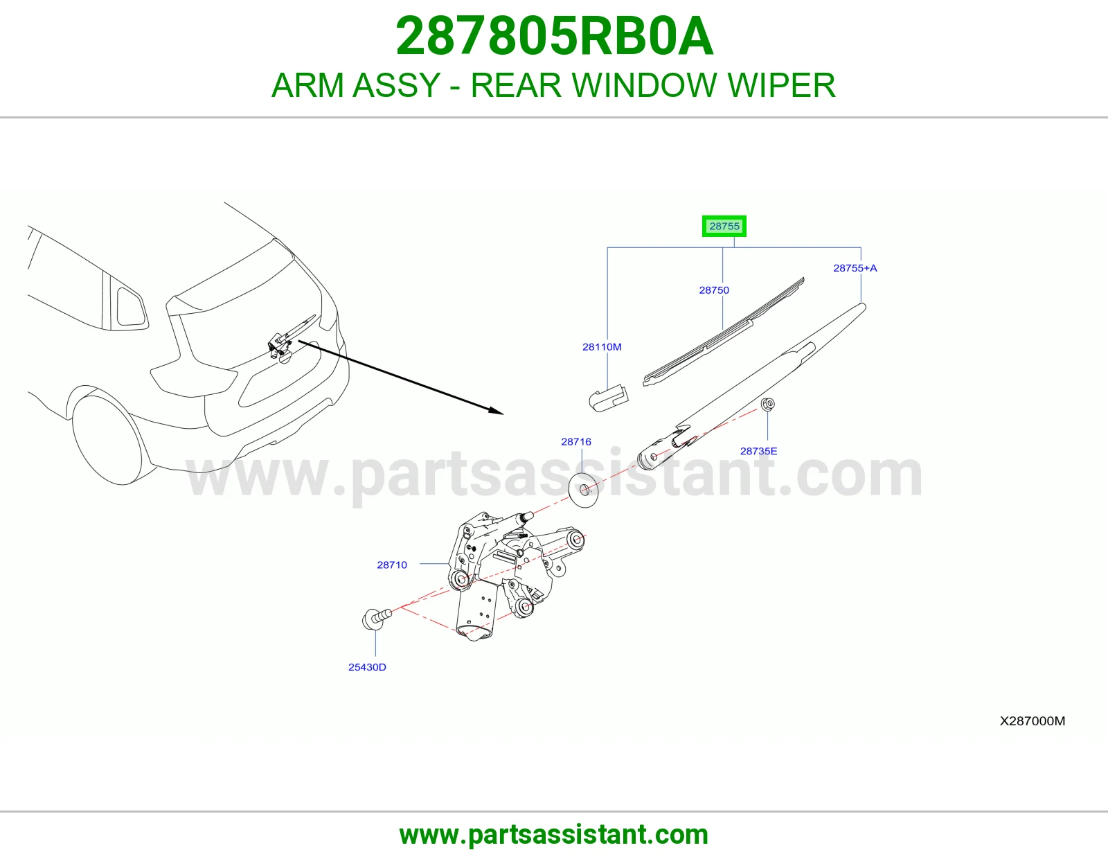 ذراع مساحات خلفي 287805RB0A