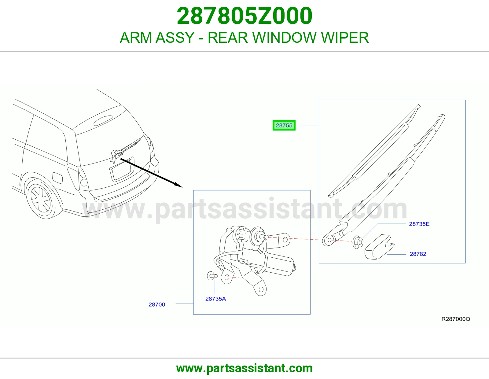 ذراع مساحات خلفي 287805Z000