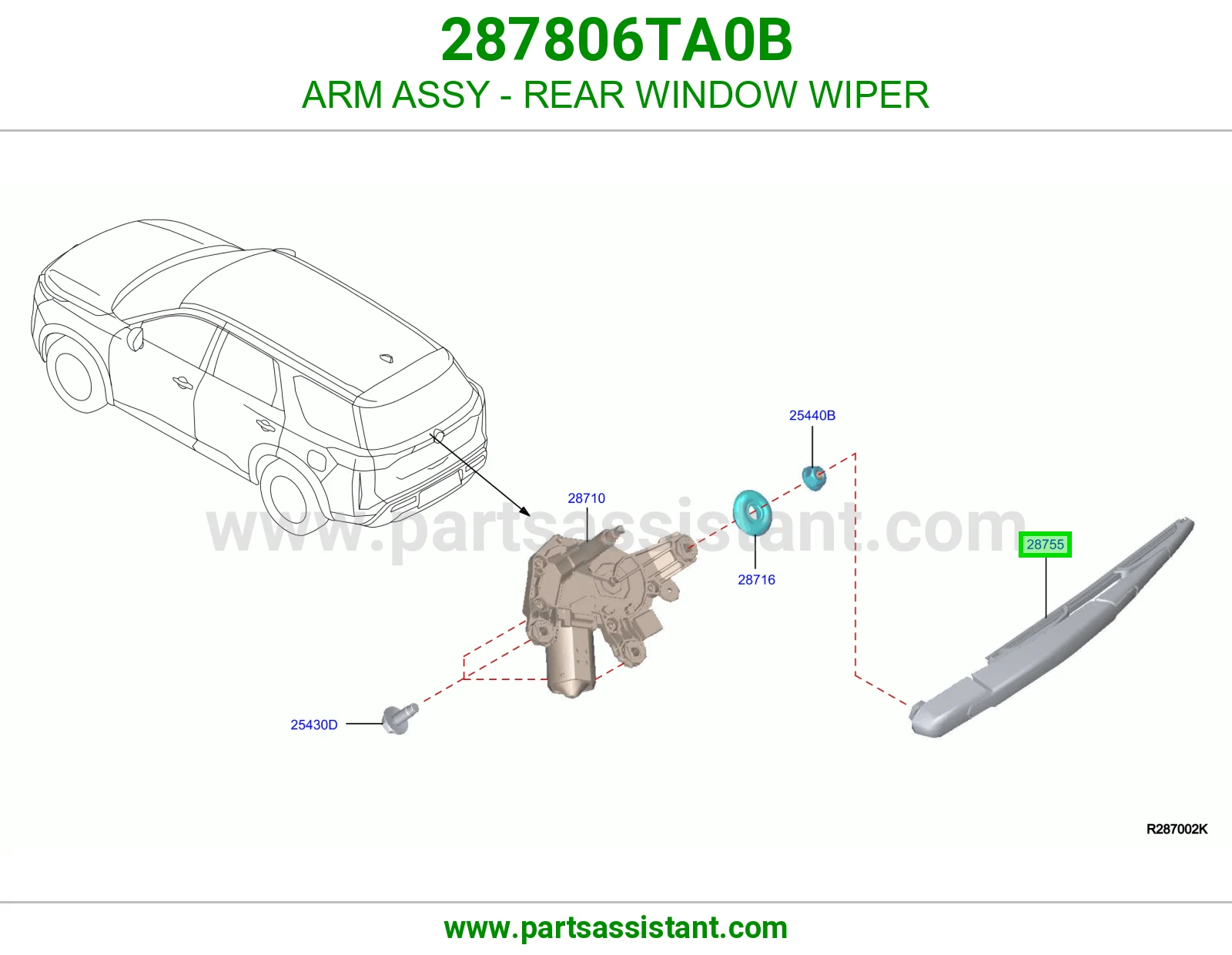 ذراع مساحات خلفي 287806TA0B