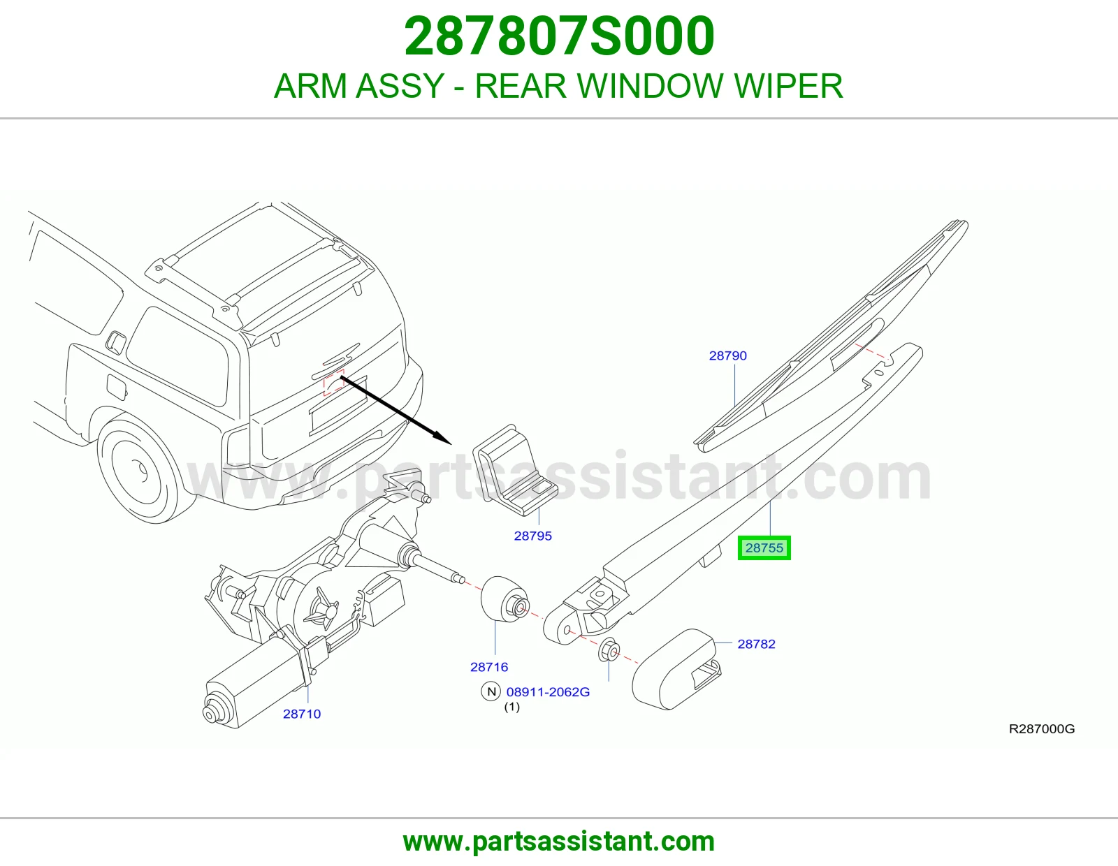 ذراع مساحات خلفي 287807S000
