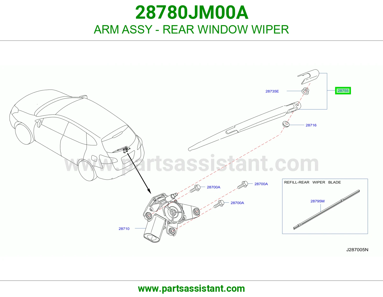 ذراع مساحات خلفي 28780JM00A
