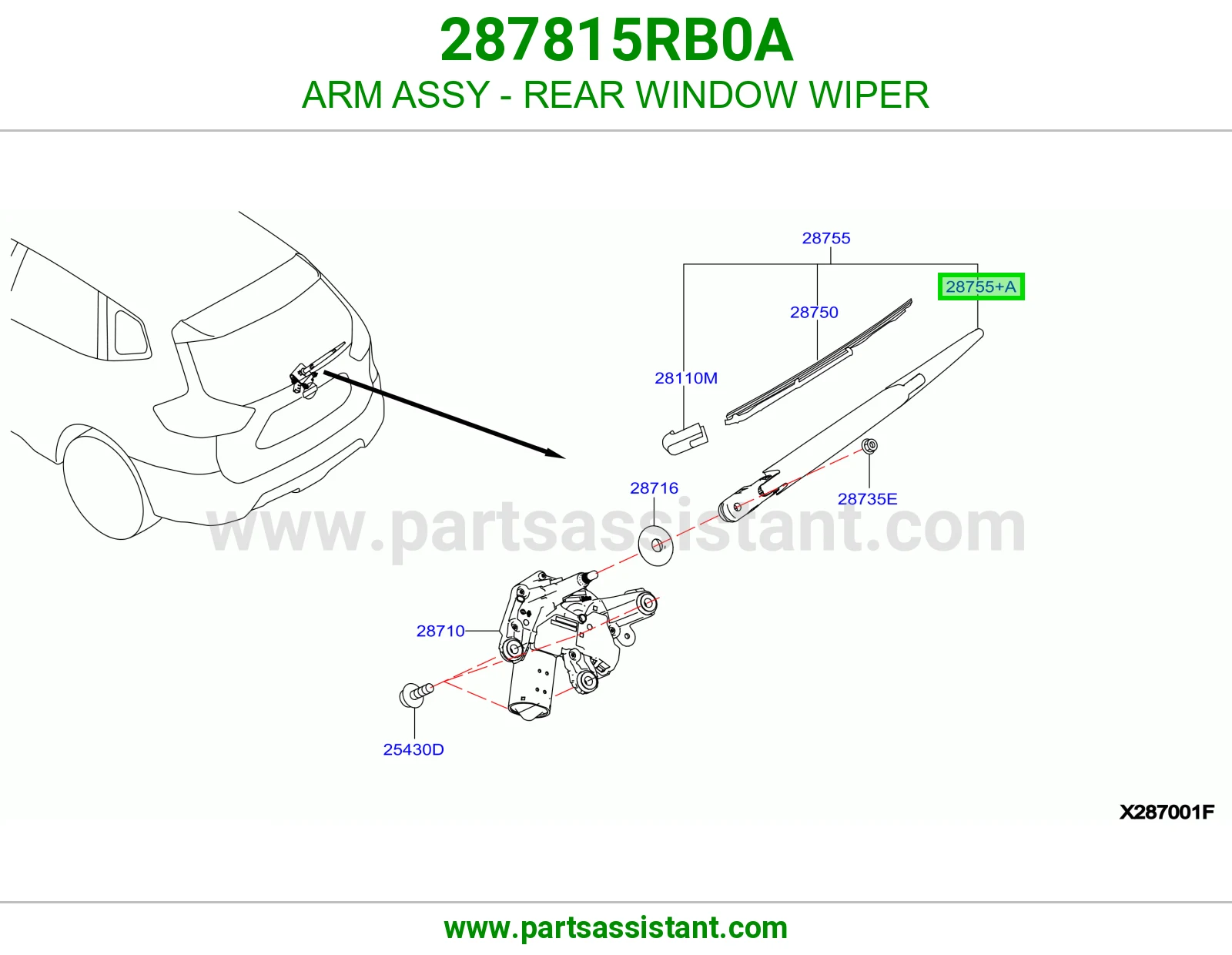 ذراع مساحات خلفي 287815RB0A