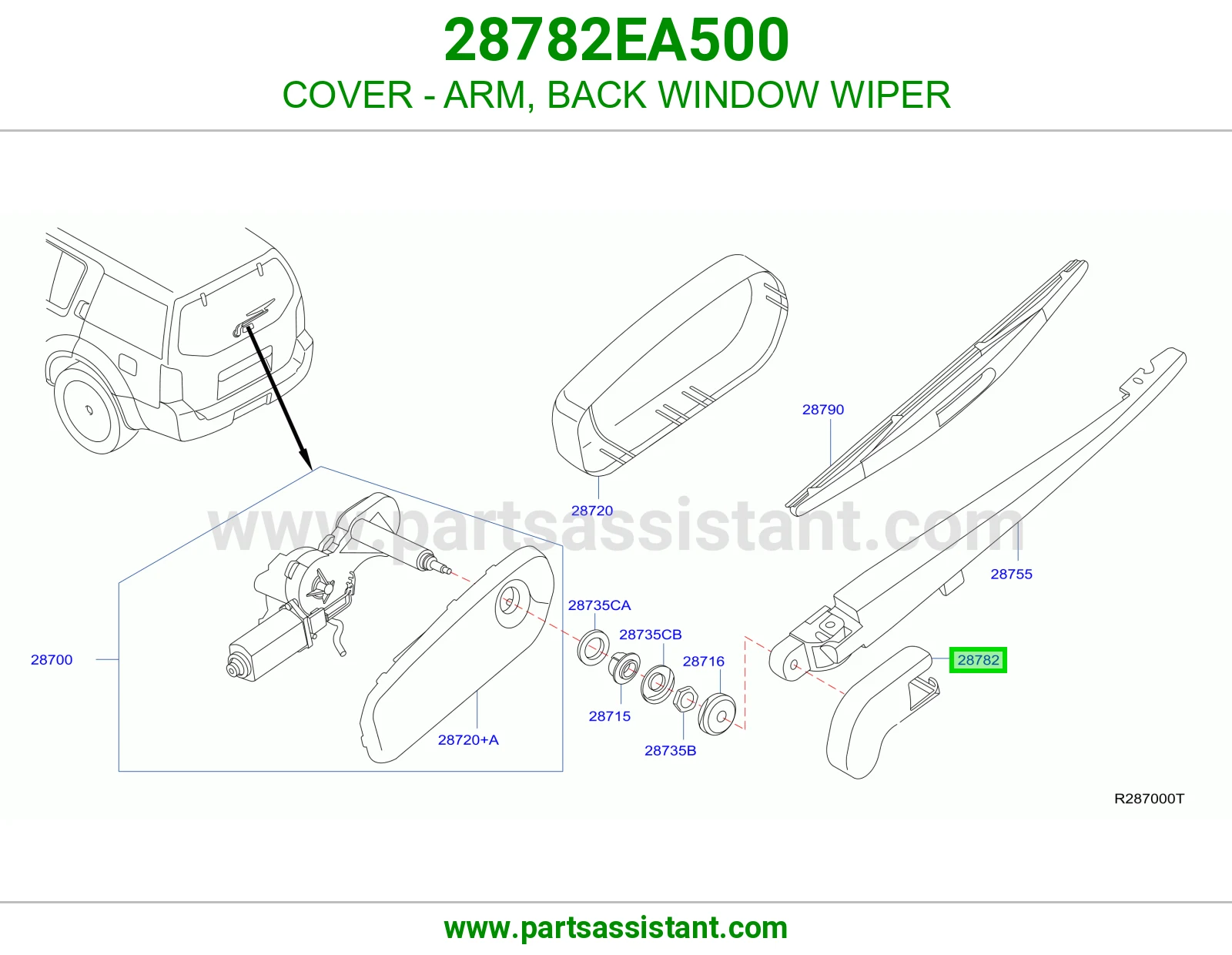 غطاء ذراع مساحة قزاز خلفي 28782EA500