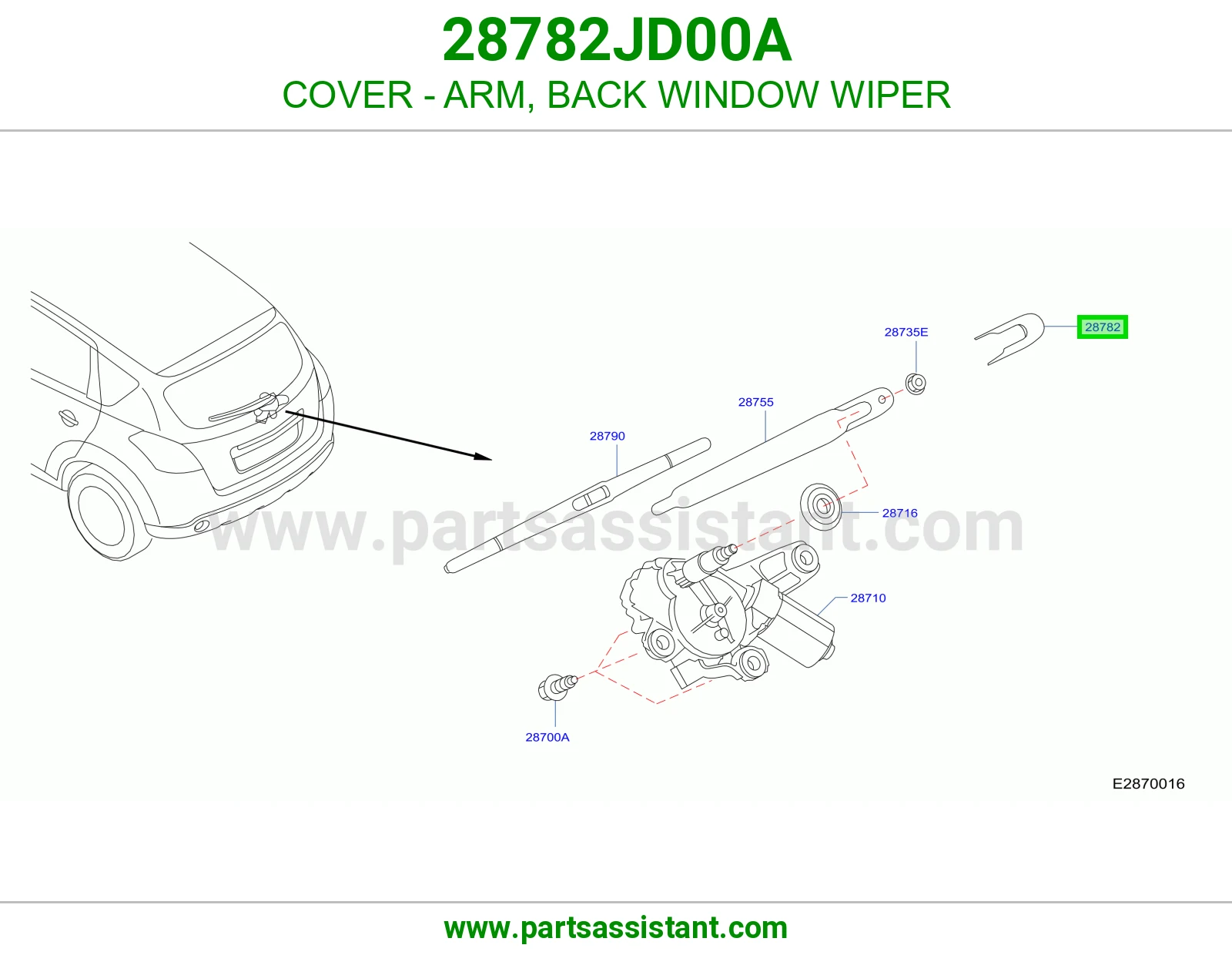 غطاء ذراع مساحة قزاز خلفي 28782JD00A