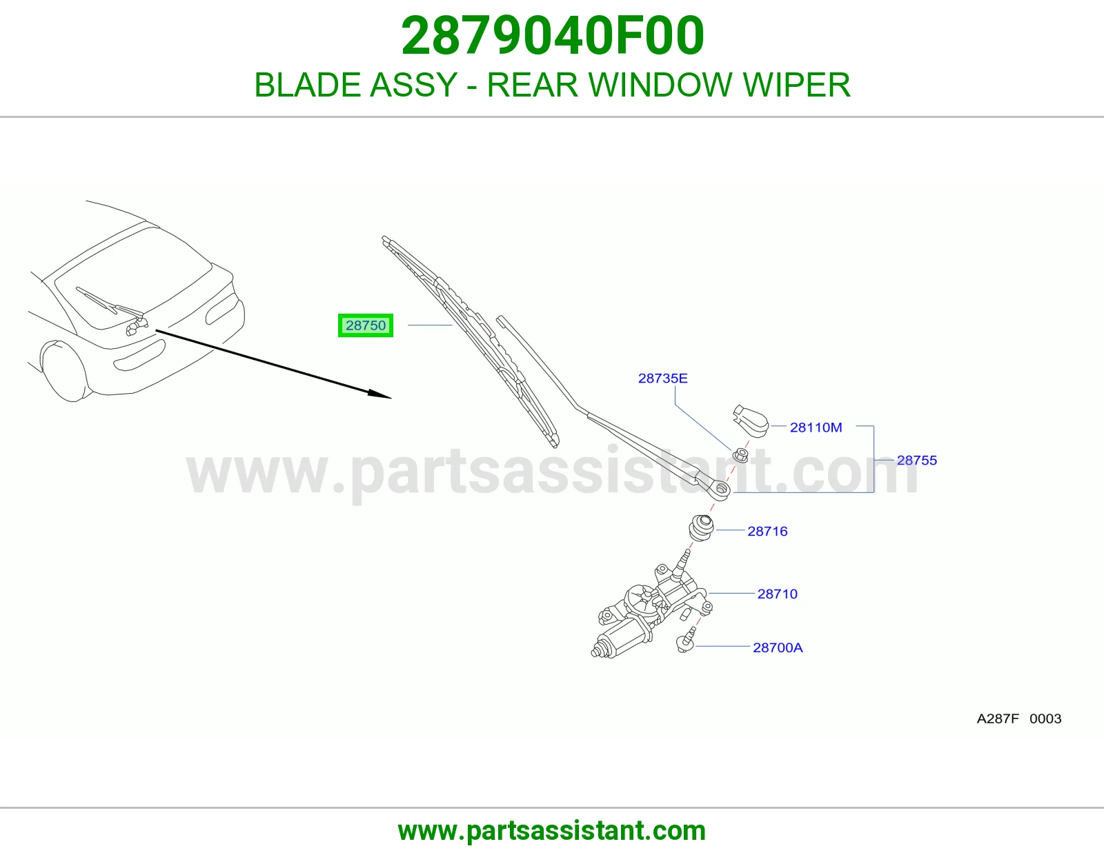 BLADE ASSY - REAR WINDOW WIPER 2879040F00
